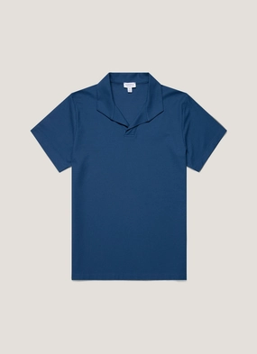 Timeless Street Style Men's Textured Jersey Polo Shirt in Soft Denim