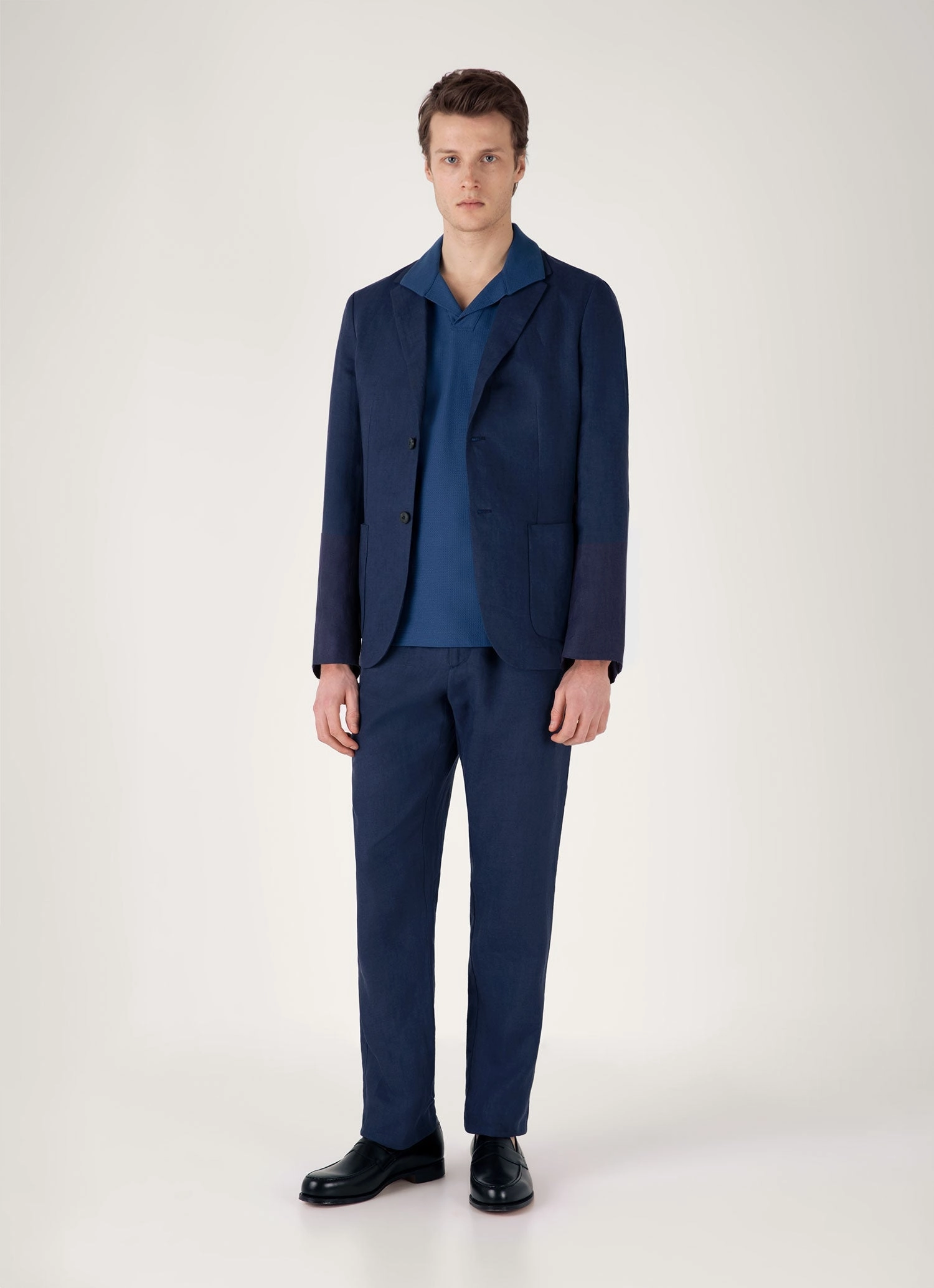 Laid Back Men's Textured Jersey Polo Shirt in Soft Denim