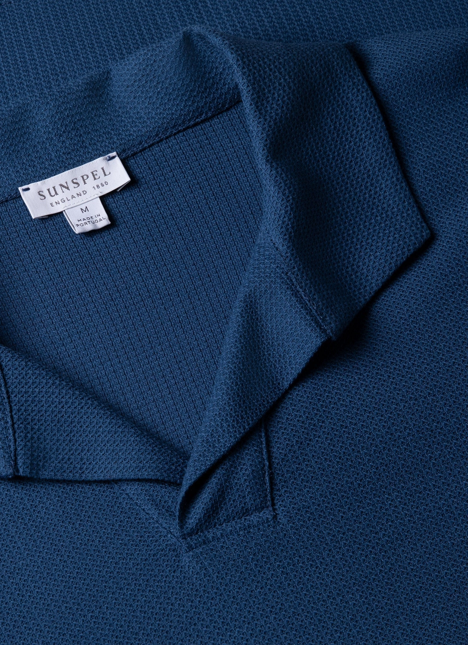 Laid Back Men's Textured Jersey Polo Shirt in Soft Denim