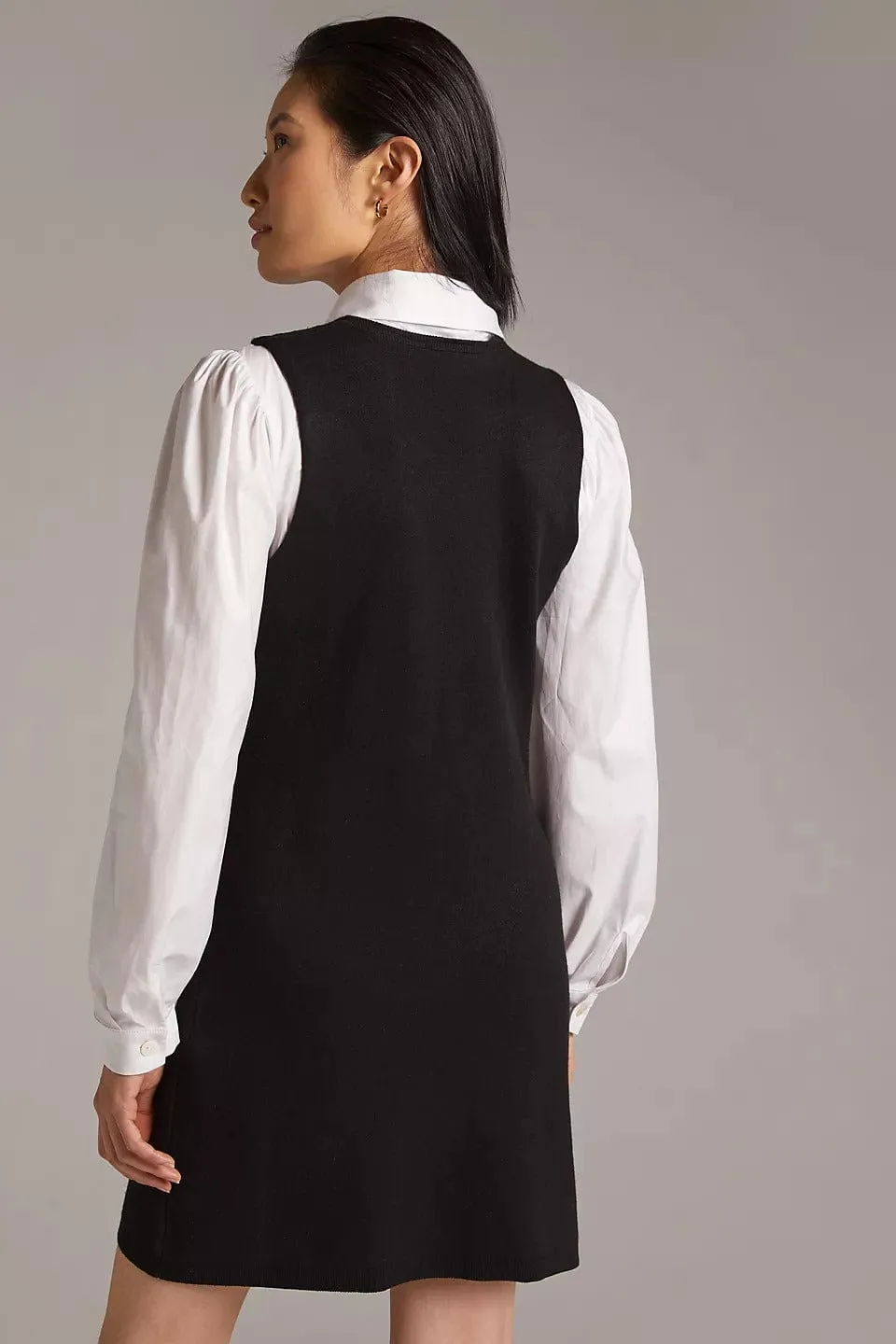 Layered Mini Dress - Black and White Autumn Rust