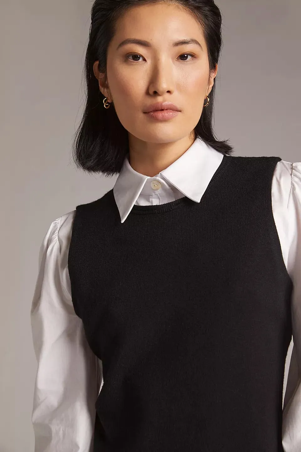 Layered Mini Dress - Black and White Autumn Rust