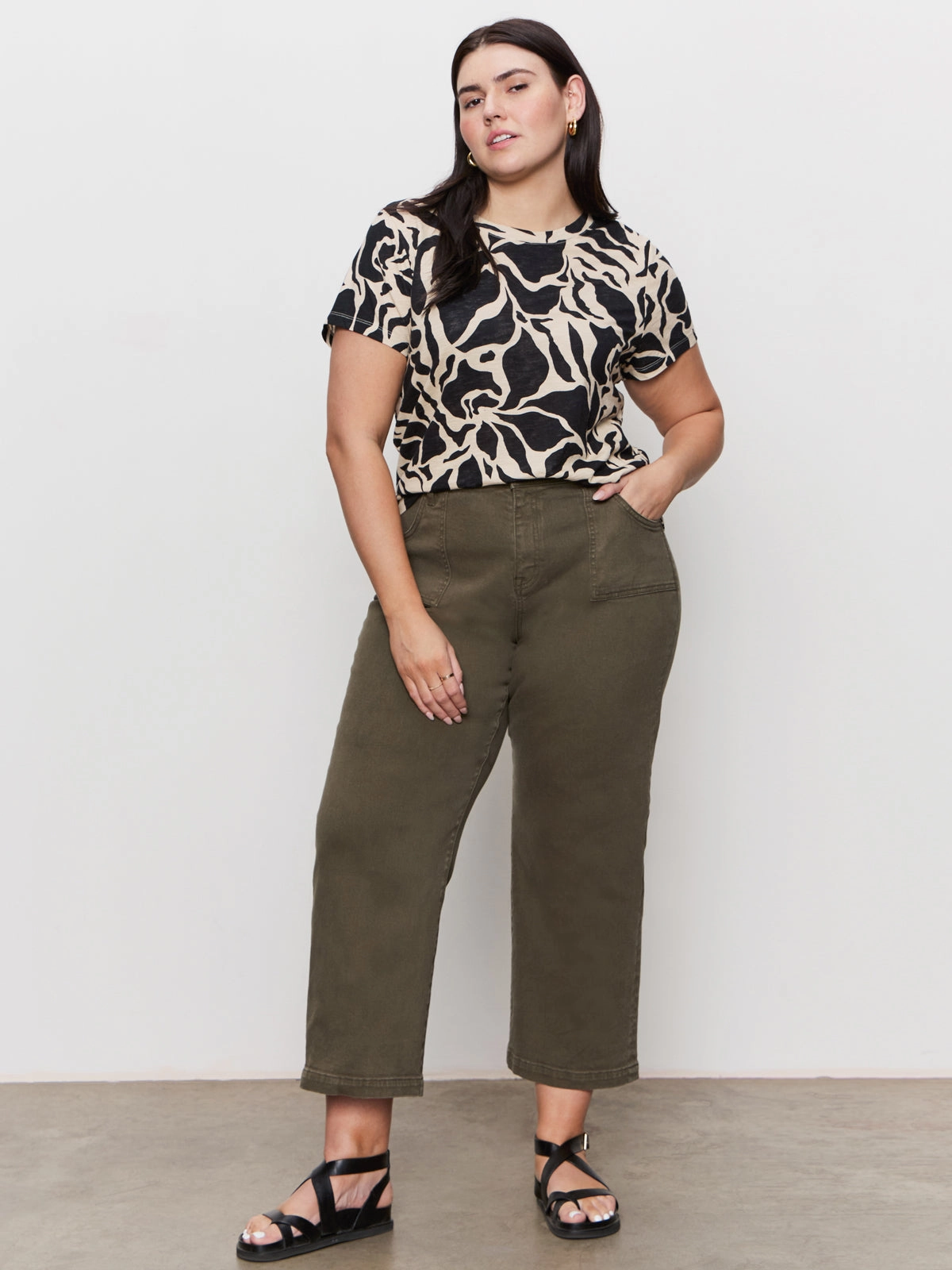 League Crop Jeans Fatigue Extended Sizing Sleek Waistband