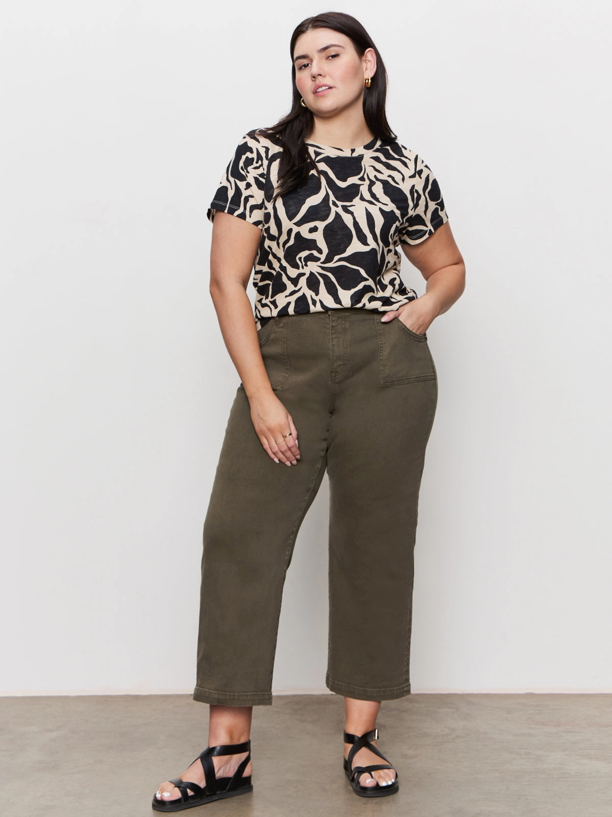 League Crop Jeans Fatigue Extended Sizing Sleek Waistband