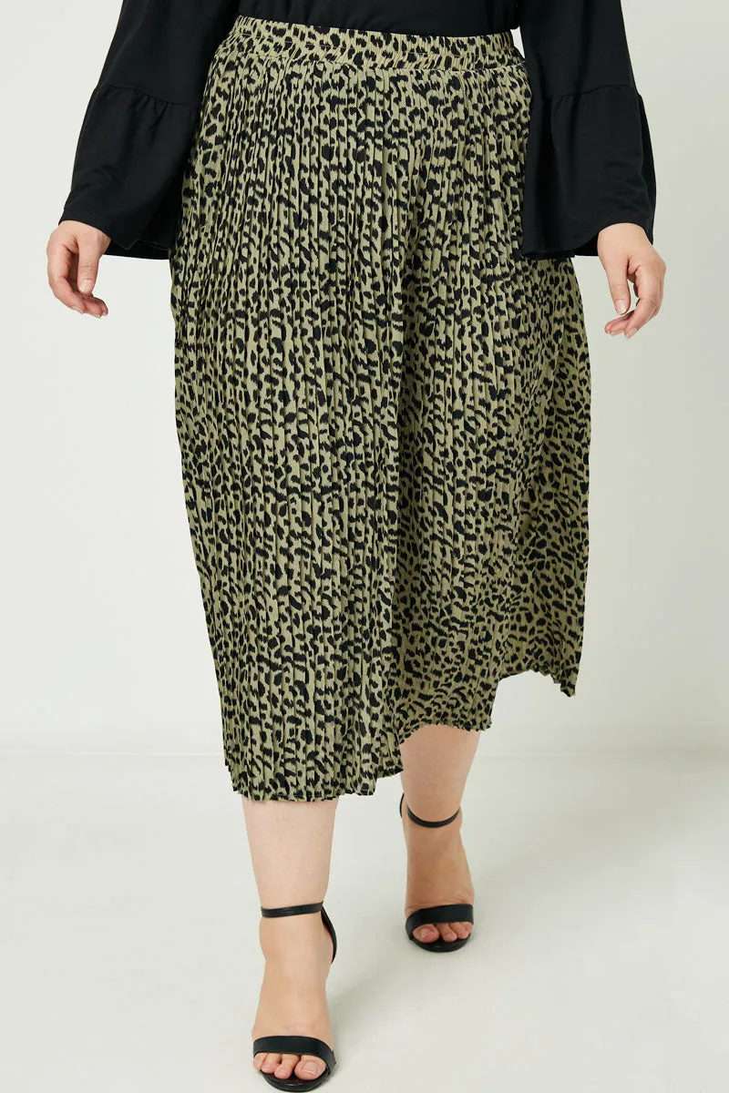 Leopard Print Pleated Midi Skirt Core Cut Dynamic Fit