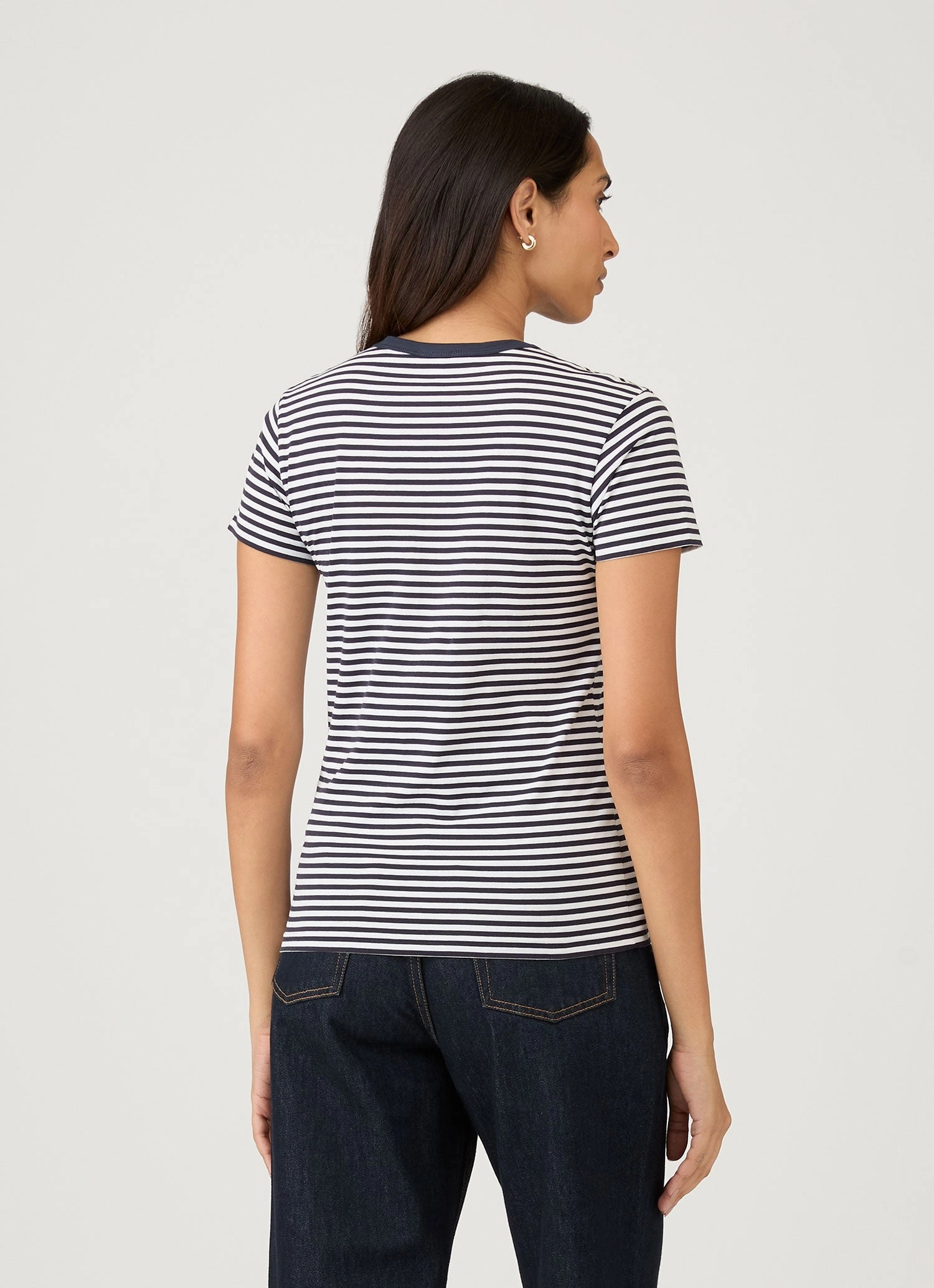 Light Comfort Wear Women's Classic T-shirt in Navy/White English Stripe
