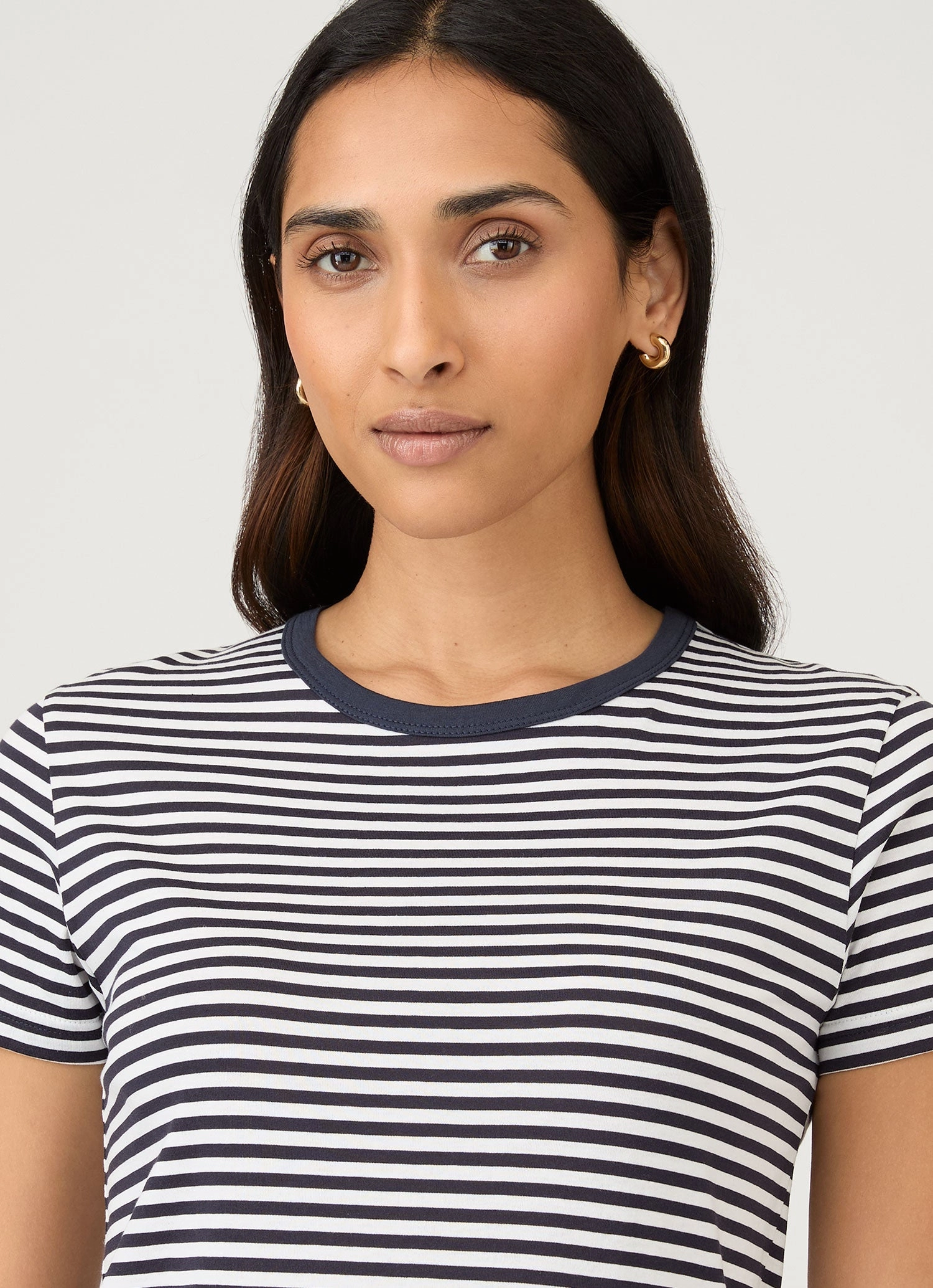 Light Comfort Wear Women's Classic T-shirt in Navy/White English Stripe