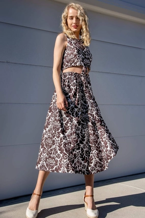 Seamless Design Brown Motif Wrap Skirt