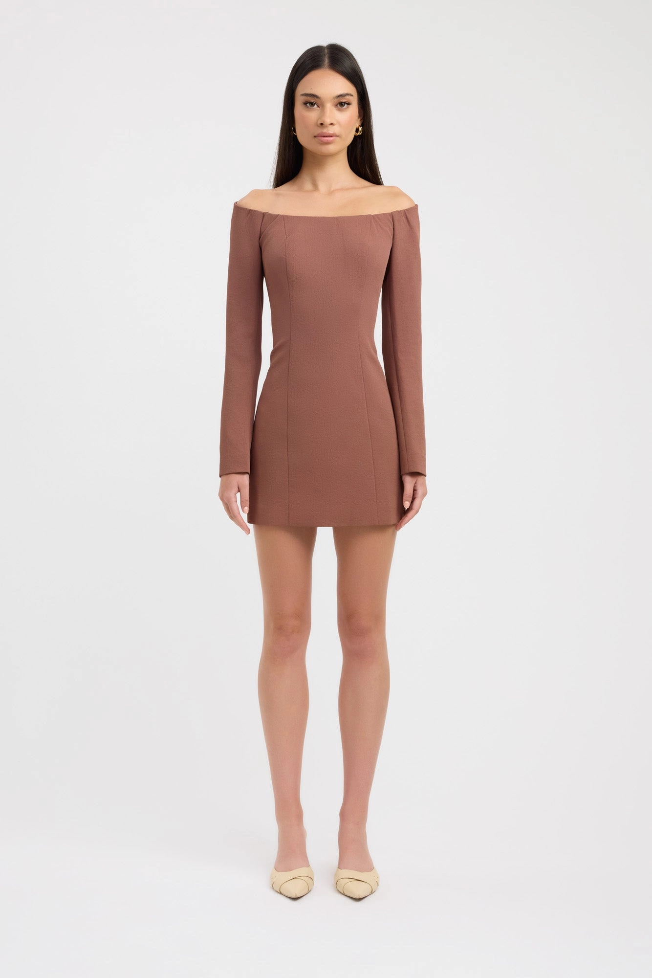 Oyster Long Sleeve Mini Dress Trend Forward Classic Style