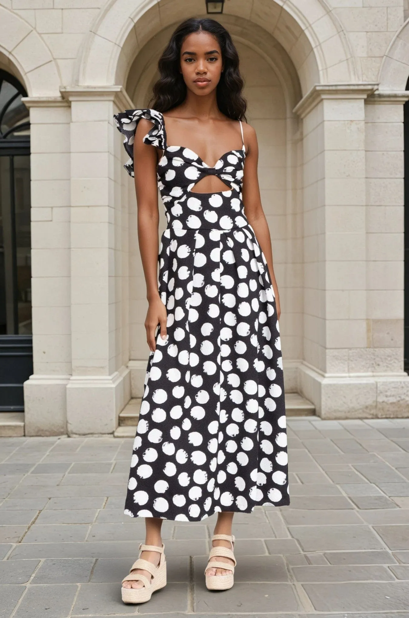 Sage Glow Jewel Tones One Shoulder Dress ?C Black and White