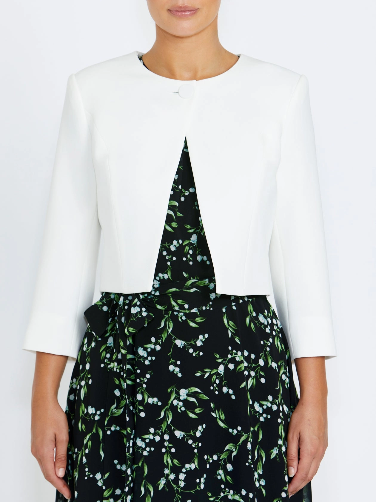 Lightweight Coat Ivory Crepe Single Button Jacket