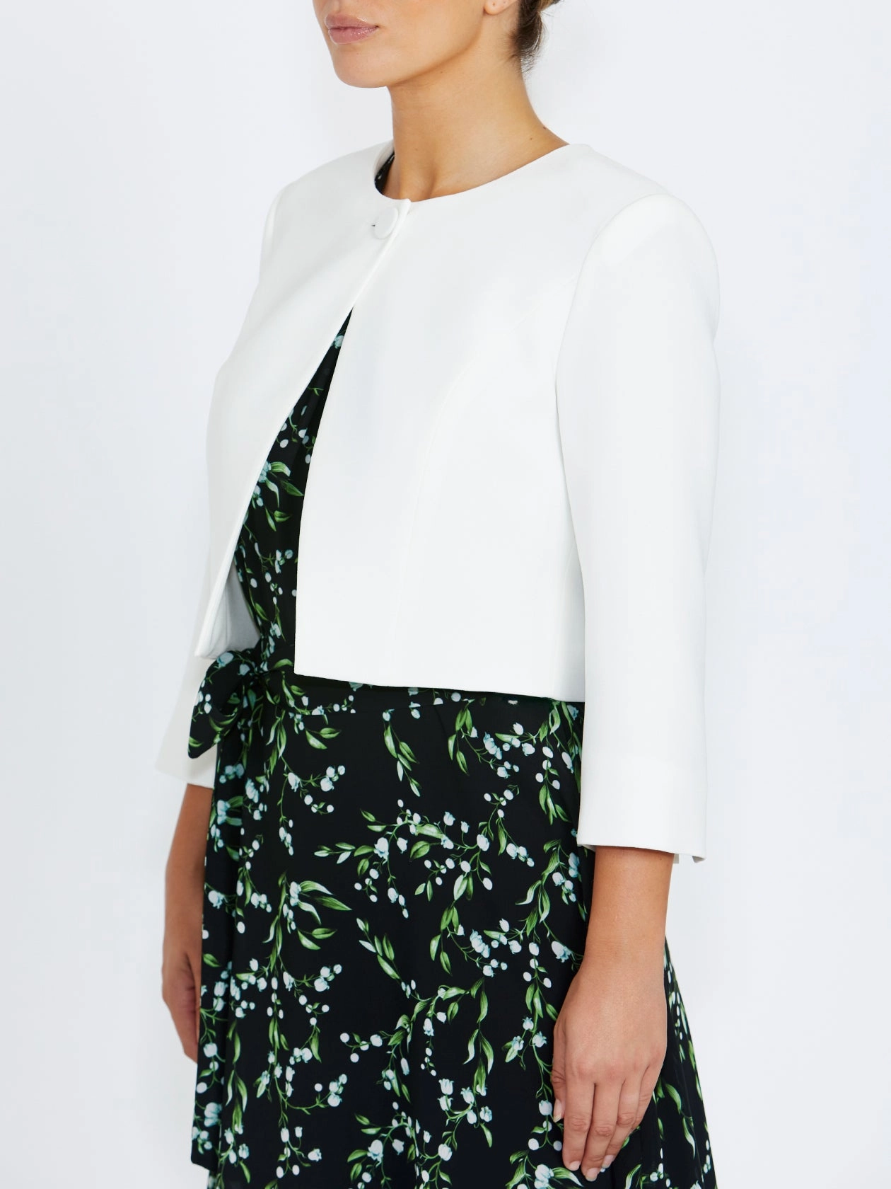 Lightweight Coat Ivory Crepe Single Button Jacket