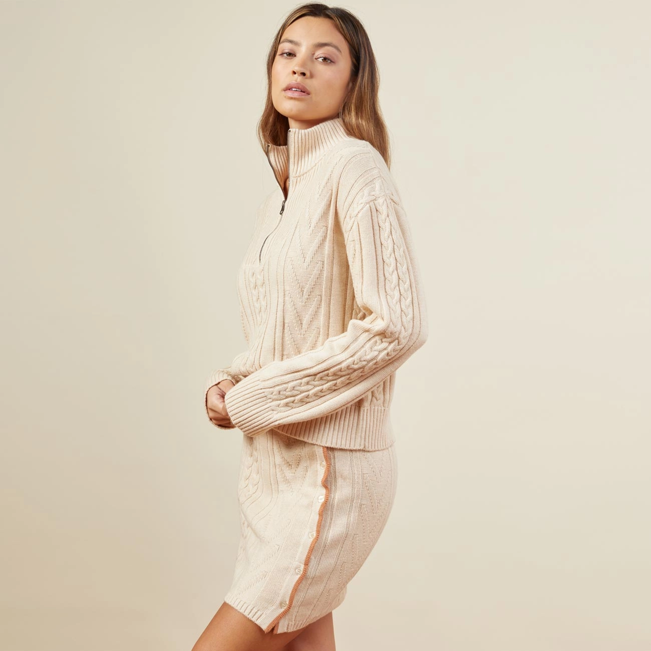 Lightweight Fit Merino Cable Knit Half Zip