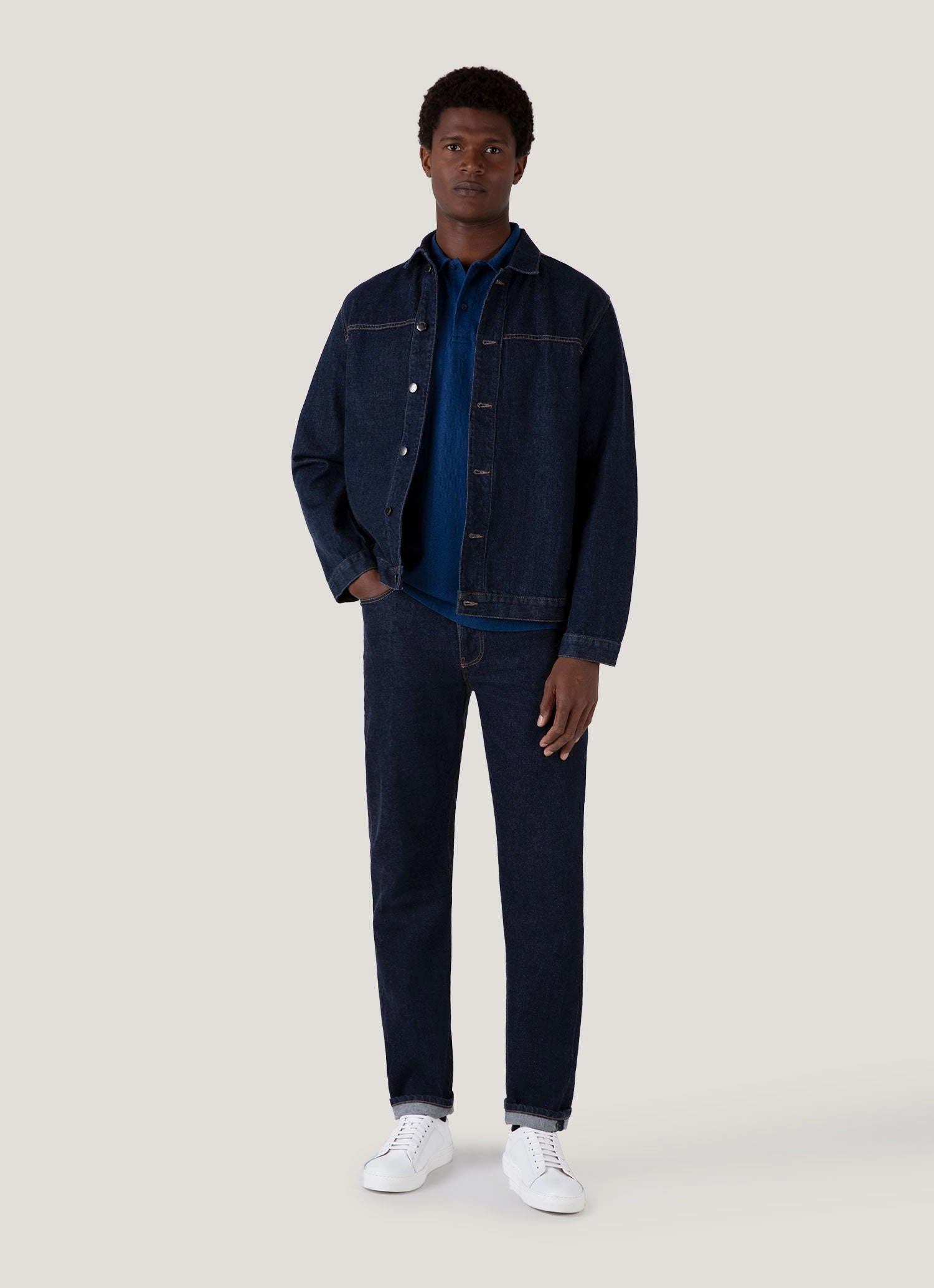 Lightweight Form Beach Men's Riviera Polo Shirt in Real Indigo