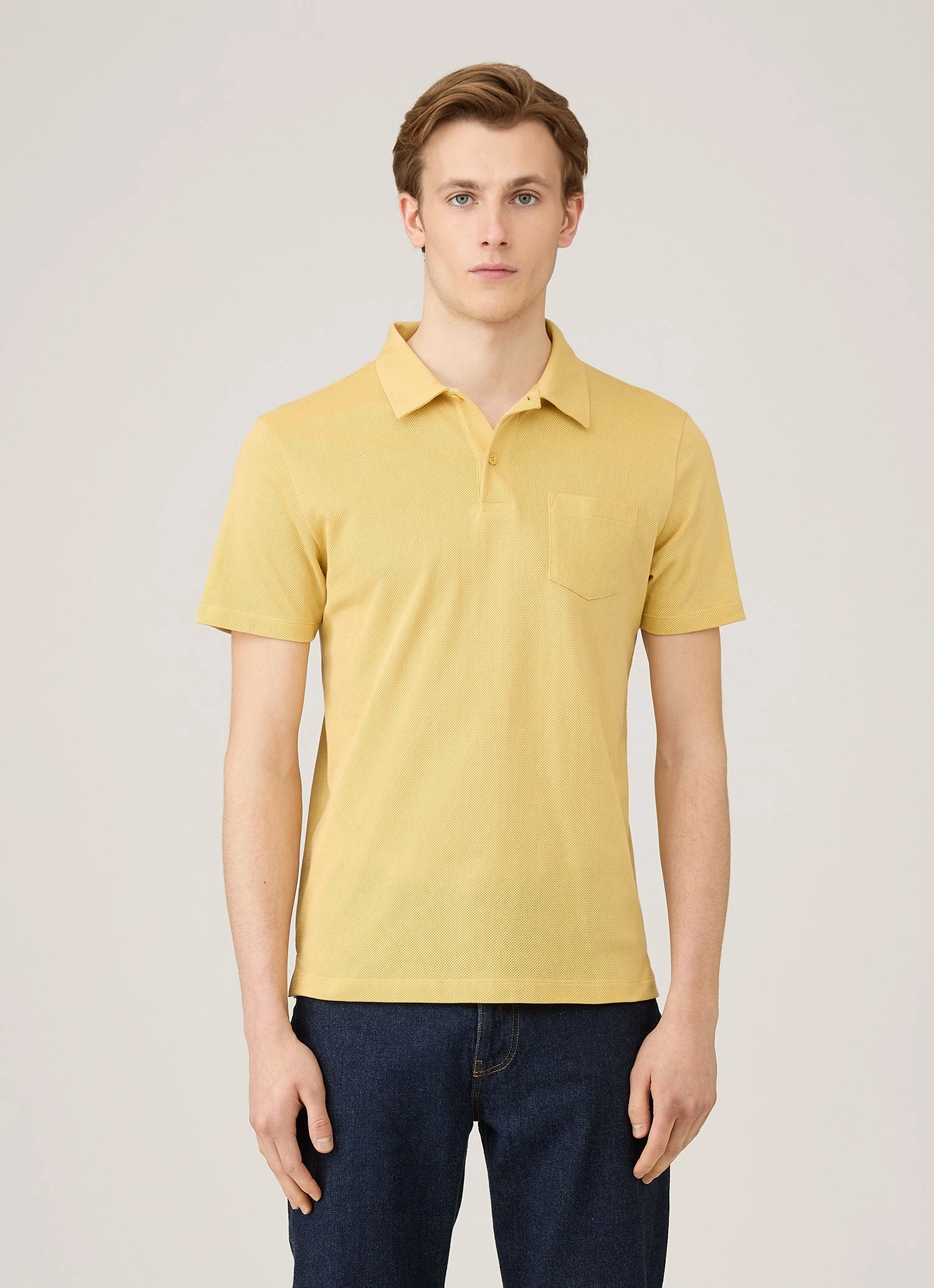 Lightweight Piece Men's Riviera Polo Shirt in Dusty Yellow