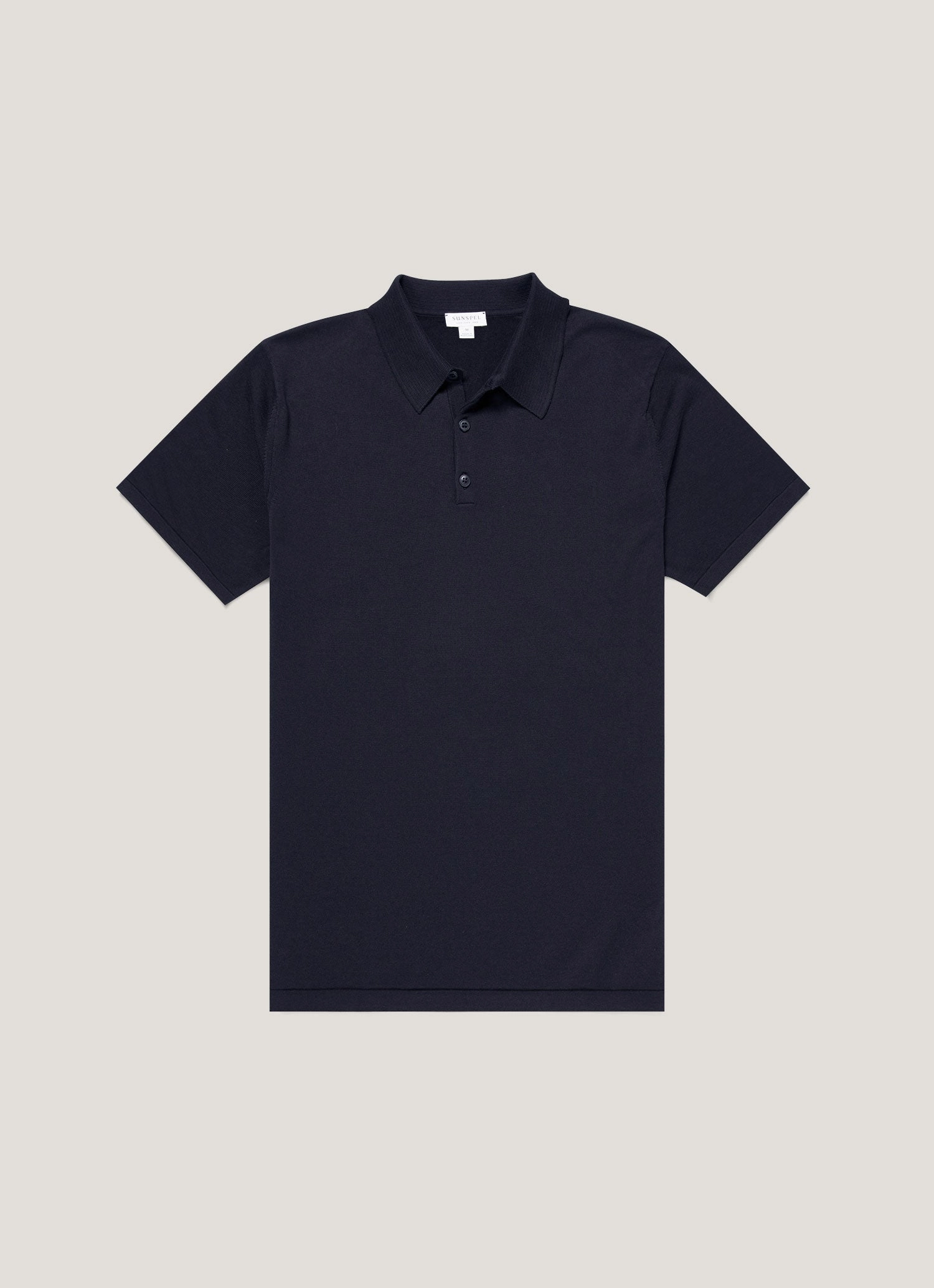 Men's Sea Island Cotton Knit Polo Shirt in Light Navy Simple yet chic T-shirt