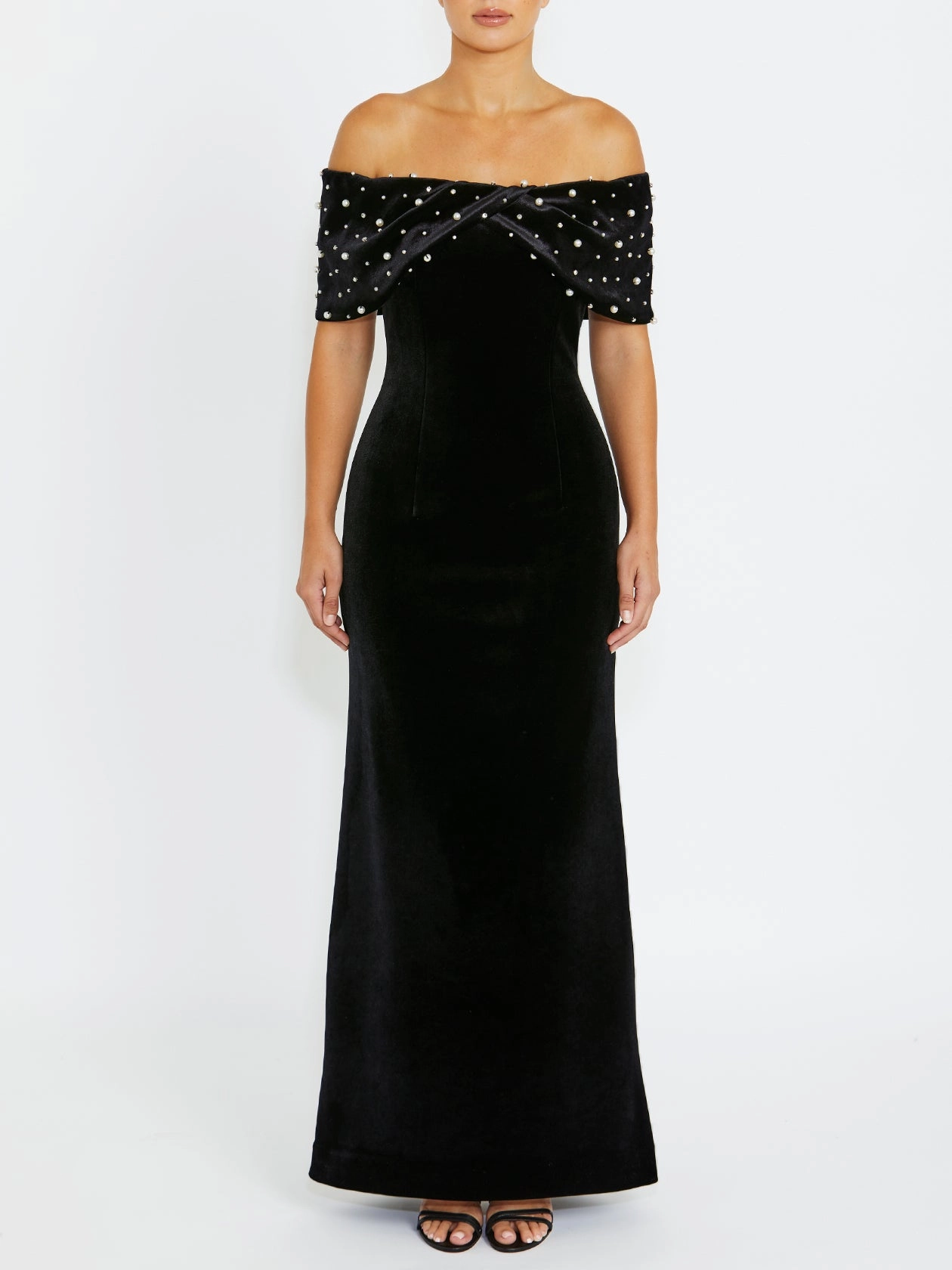 Lila Black Velour Gown Bold-Color Spring Style