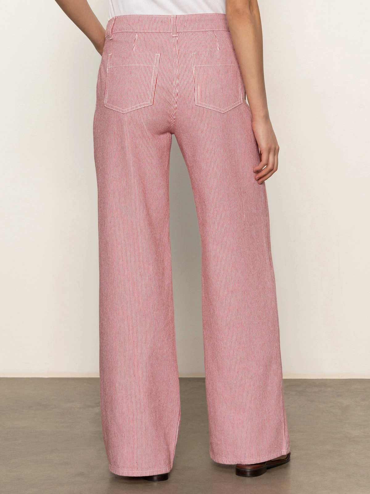 Linen-breathable Marine Full Length Semi High Rise Pant Galley Stripe