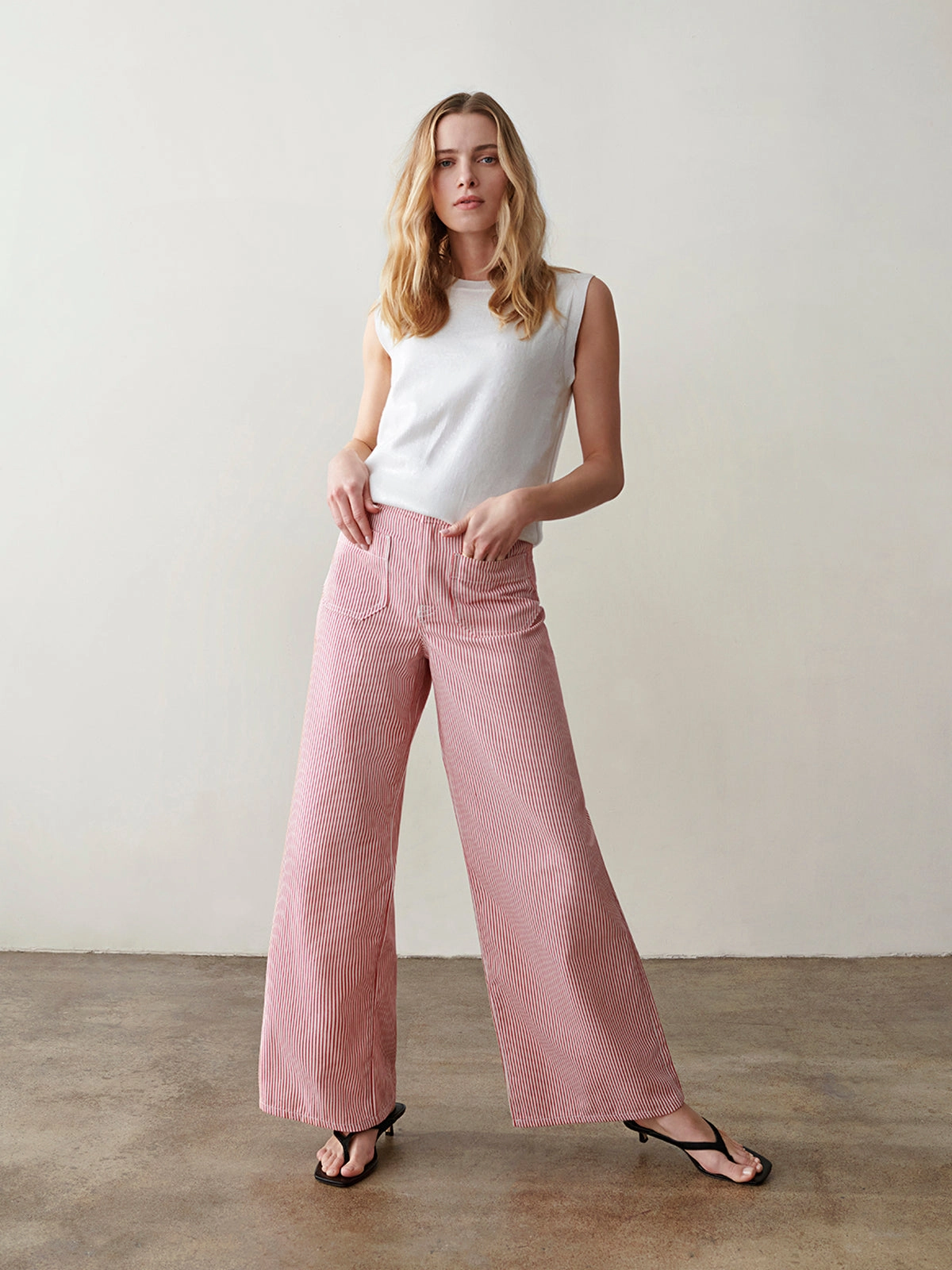 Marine Full Length Semi High Rise Pant Galley Stripe Ripped design