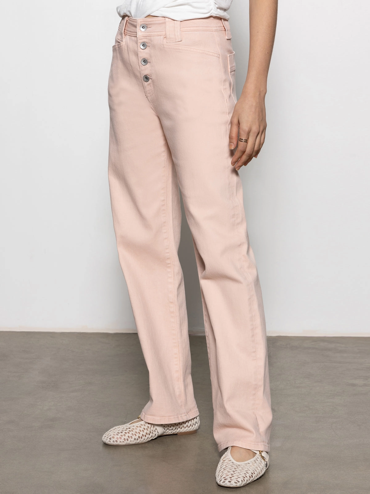 Linen Luna Cuffed Standard Rise Jeans Earth Pink