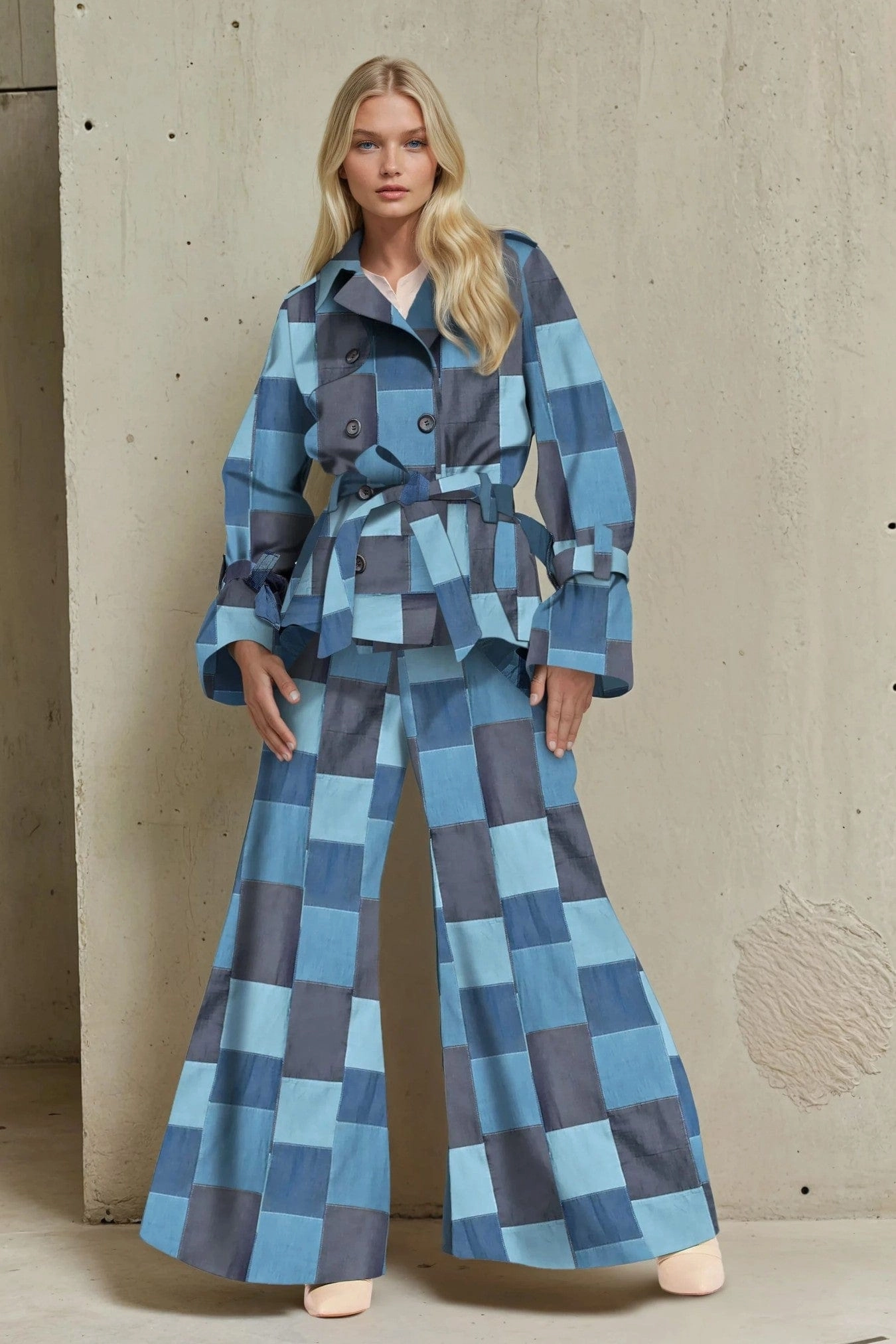 Livie Pants - Denim Patchwork Slim-fit