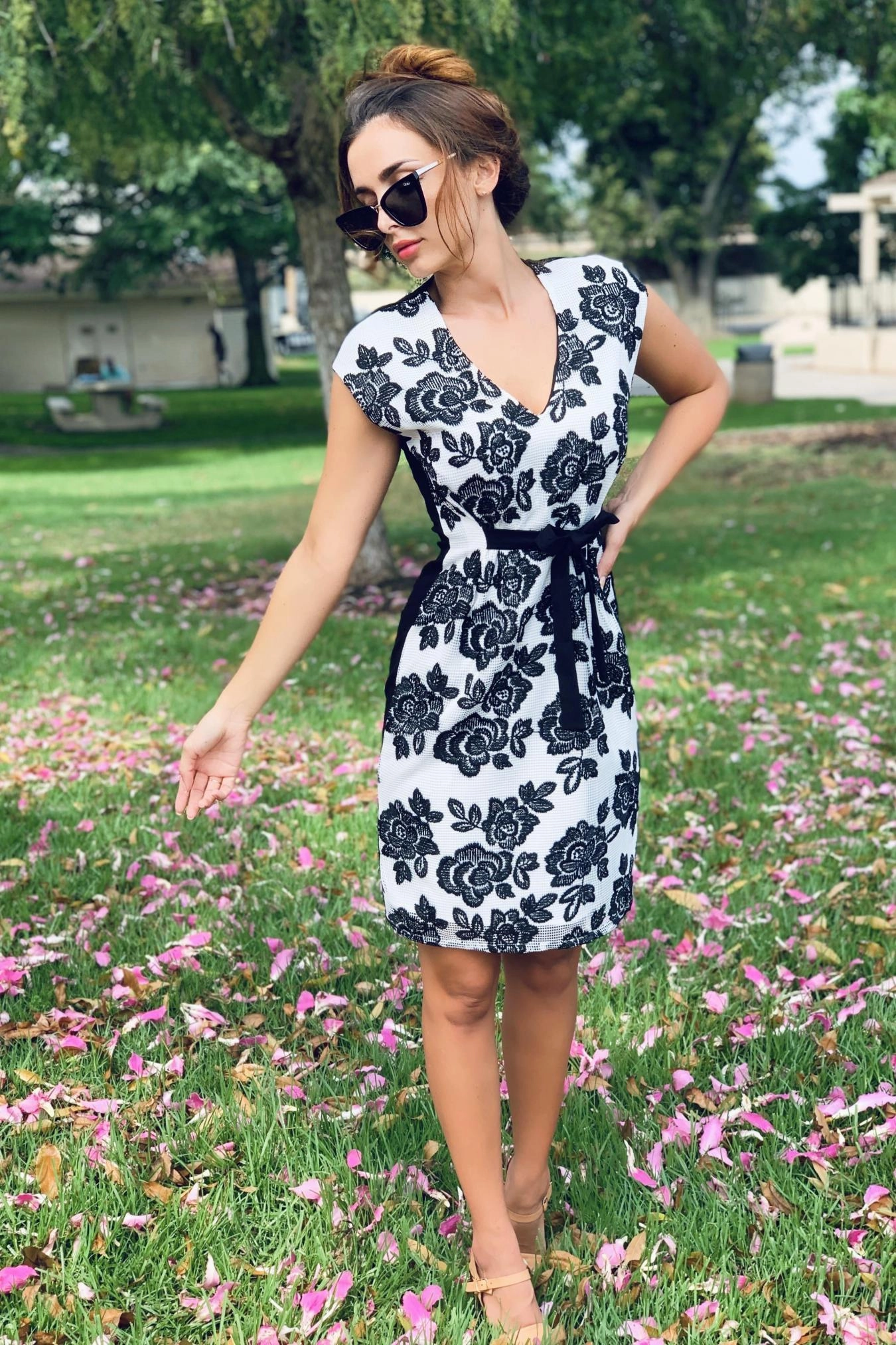 Loma Dress in Black & White Bat Orchid Festival Outfit