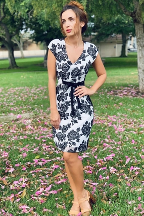 Loma Dress in Black & White Bat Orchid Low Maintenance Vibrant Look