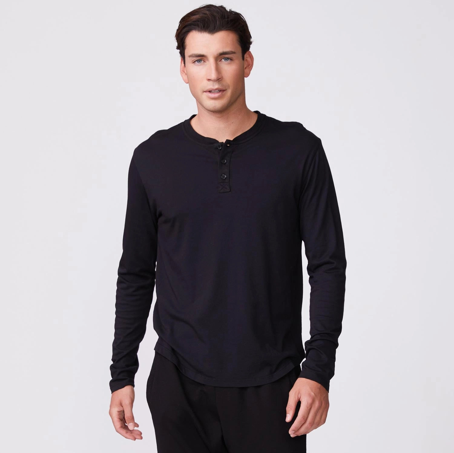 Long Sleeve Henley Minimal Cut