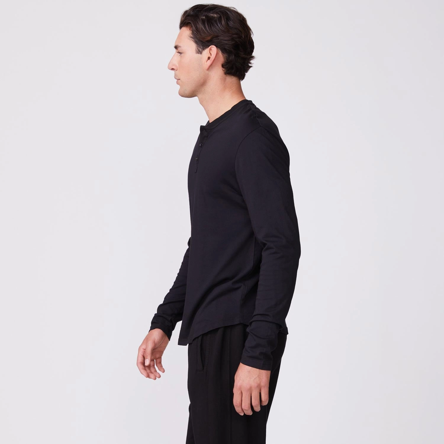 Long Sleeve Henley Minimal Cut