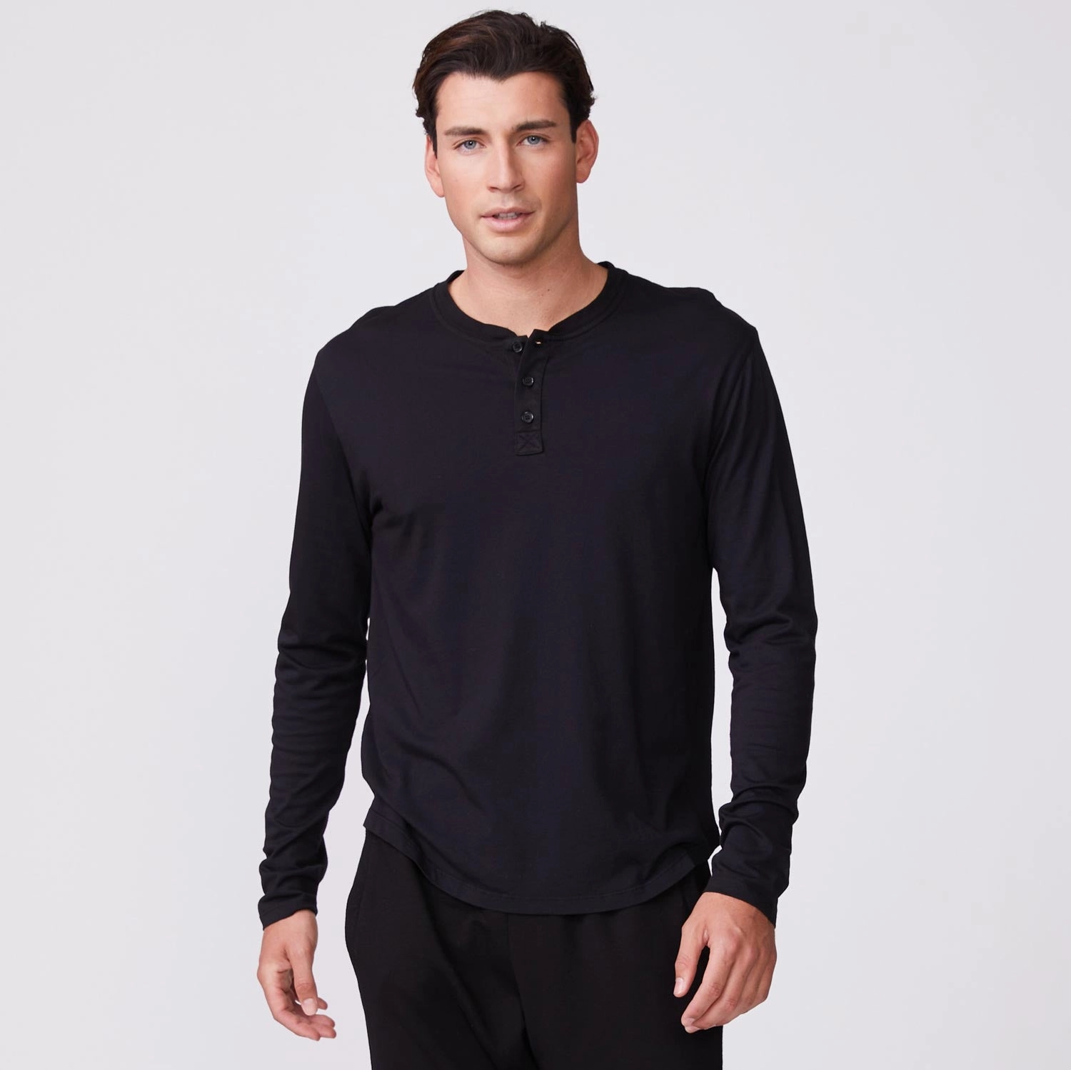 Long Sleeve Henley Minimal Cut