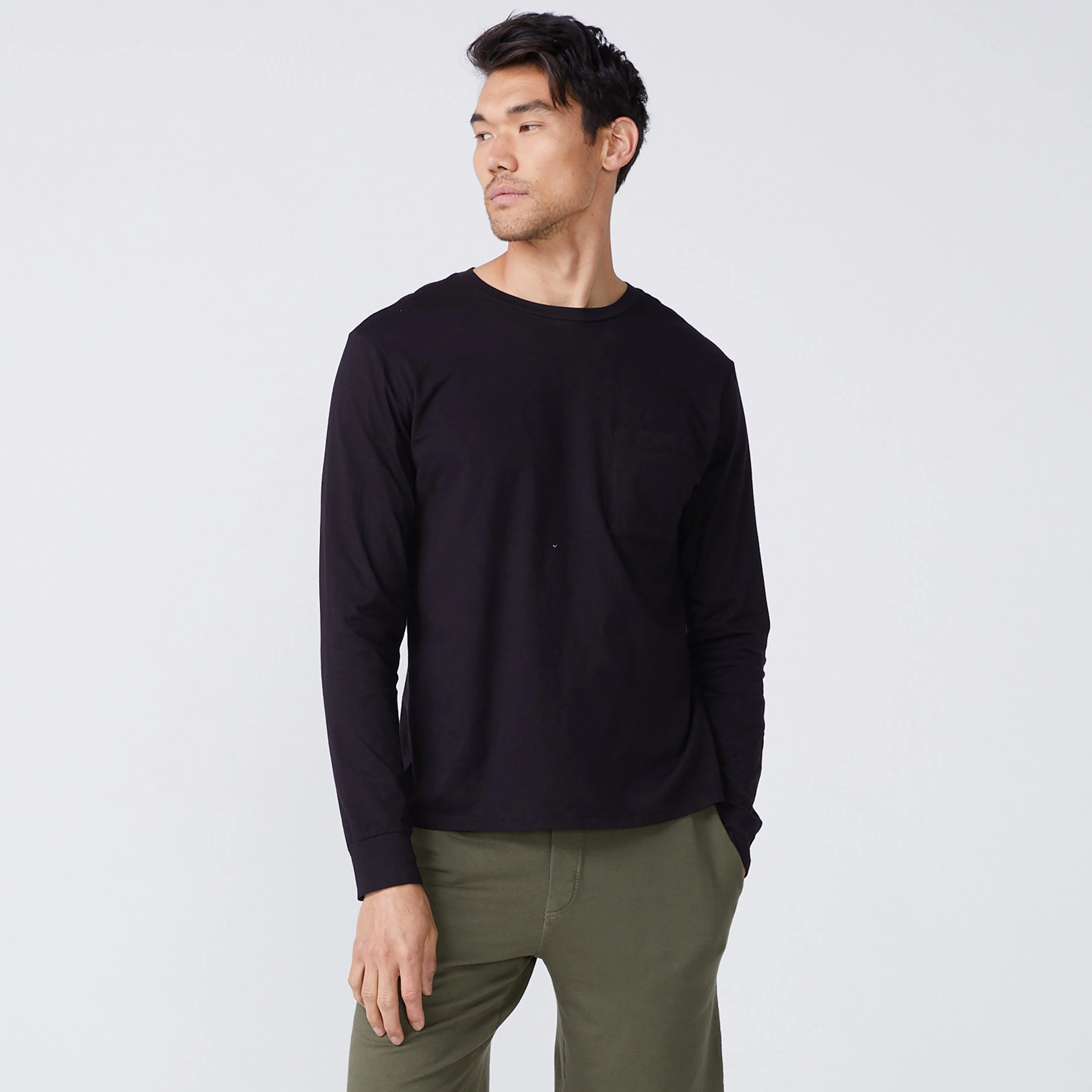 Long Sleeve Pocket Crew Refined Business Modern Meeting