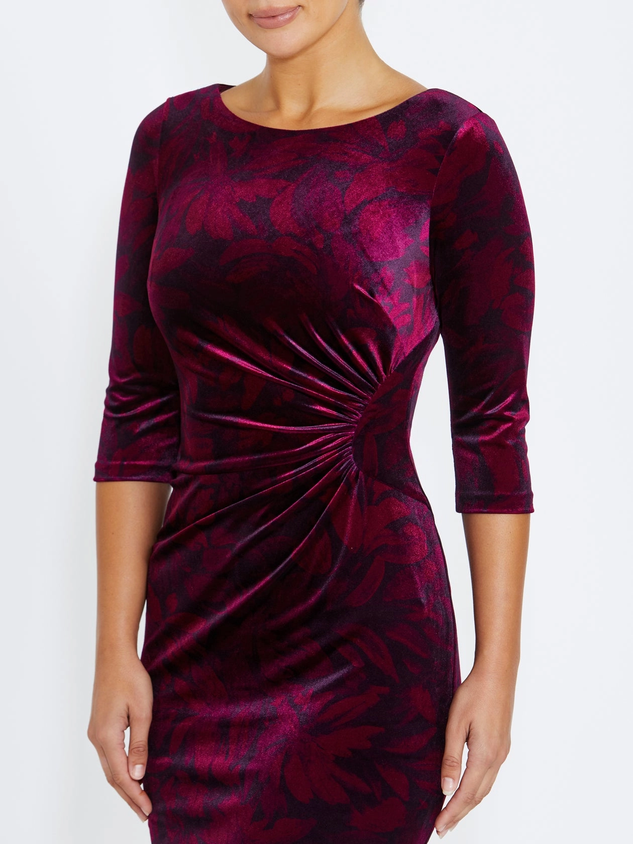 Lottie Fuchsia Velour Dress A Line Cut