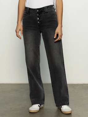 All Season Style Luna Cuffed Standard Rise Jeans Dark Smoke