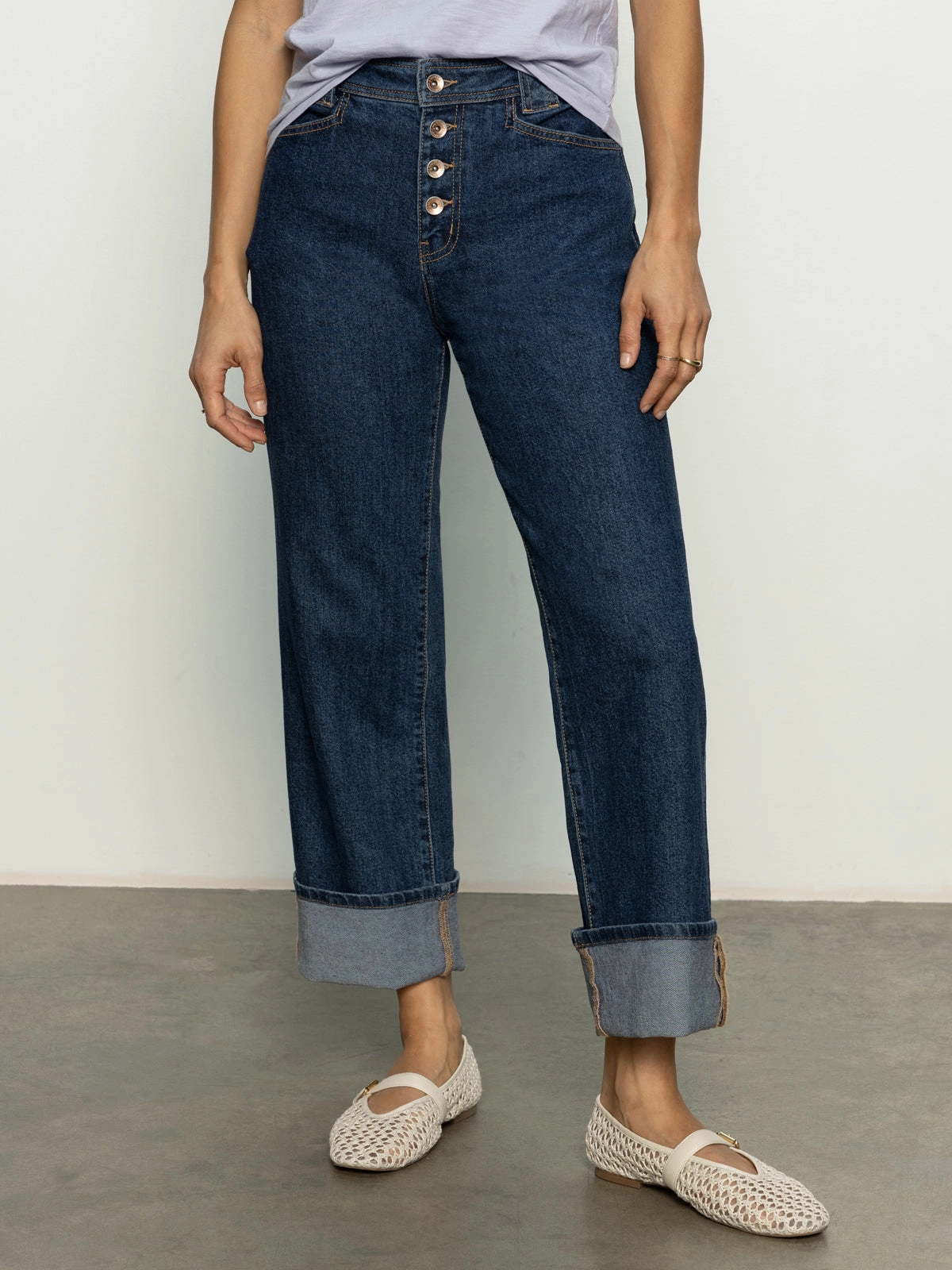 Slim Family Style Daily Wear Luna Cuffed Standard Rise Jeans Solstice