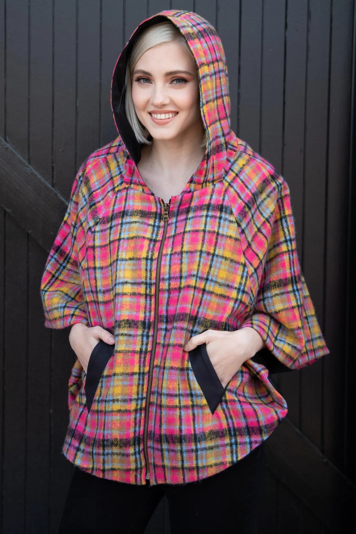 Mari Cape - Pink Plaid Versatile Coat