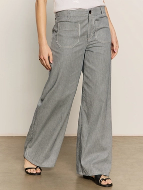 Wardrobe Essential Marine Full Length Semi High Rise Pant Yacht Stripe