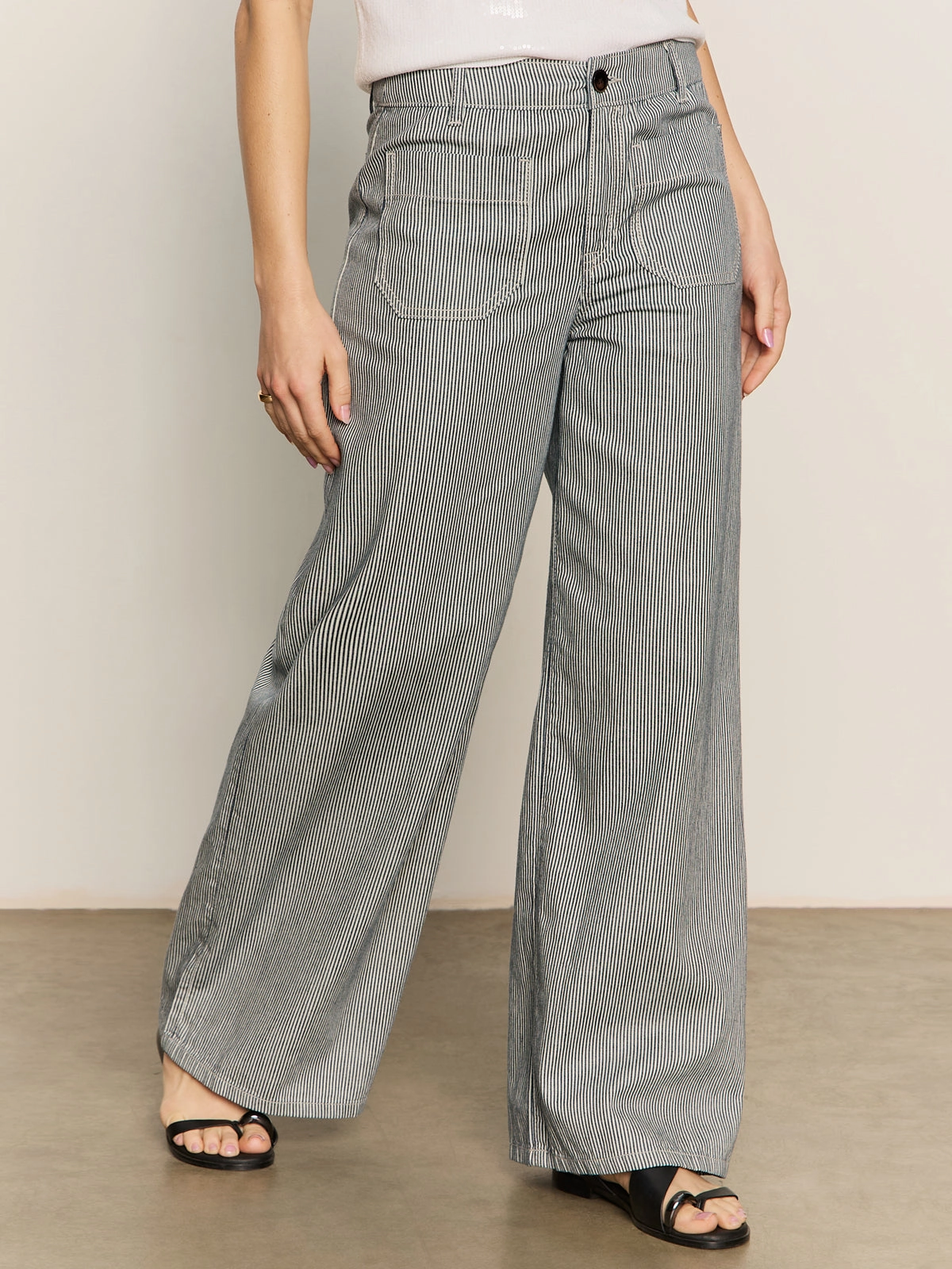 Wardrobe Essential Marine Full Length Semi High Rise Pant Yacht Stripe
