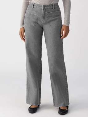 Adjustable Waist Marine Full Length Standard Rise Jeans Asphalt