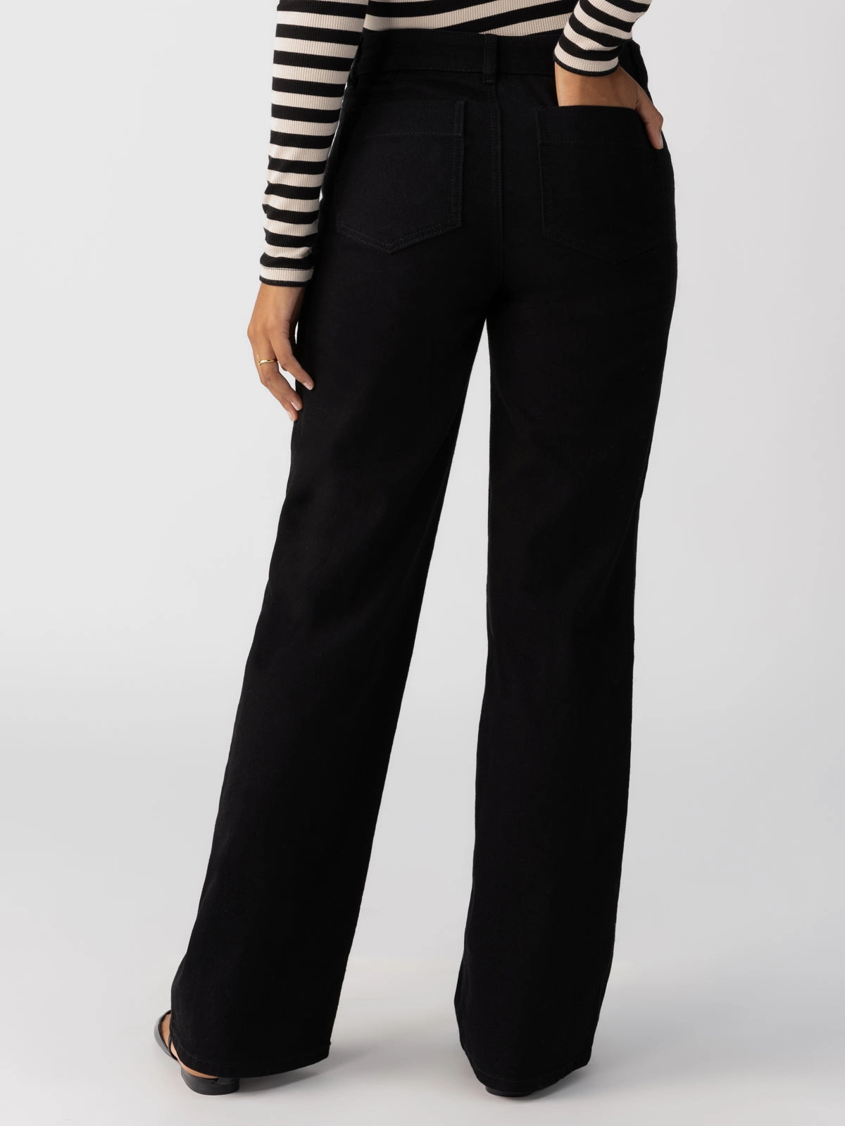 Marine Full Length Standard Rise Jeans Black High-waist