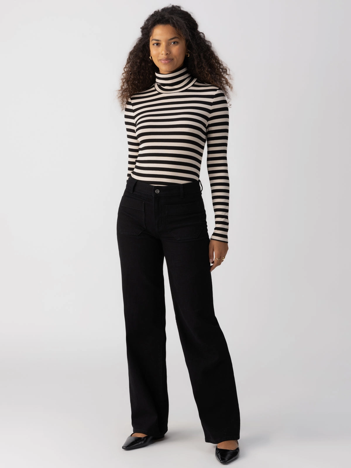 Marine Full Length Standard Rise Jeans Black High-waist