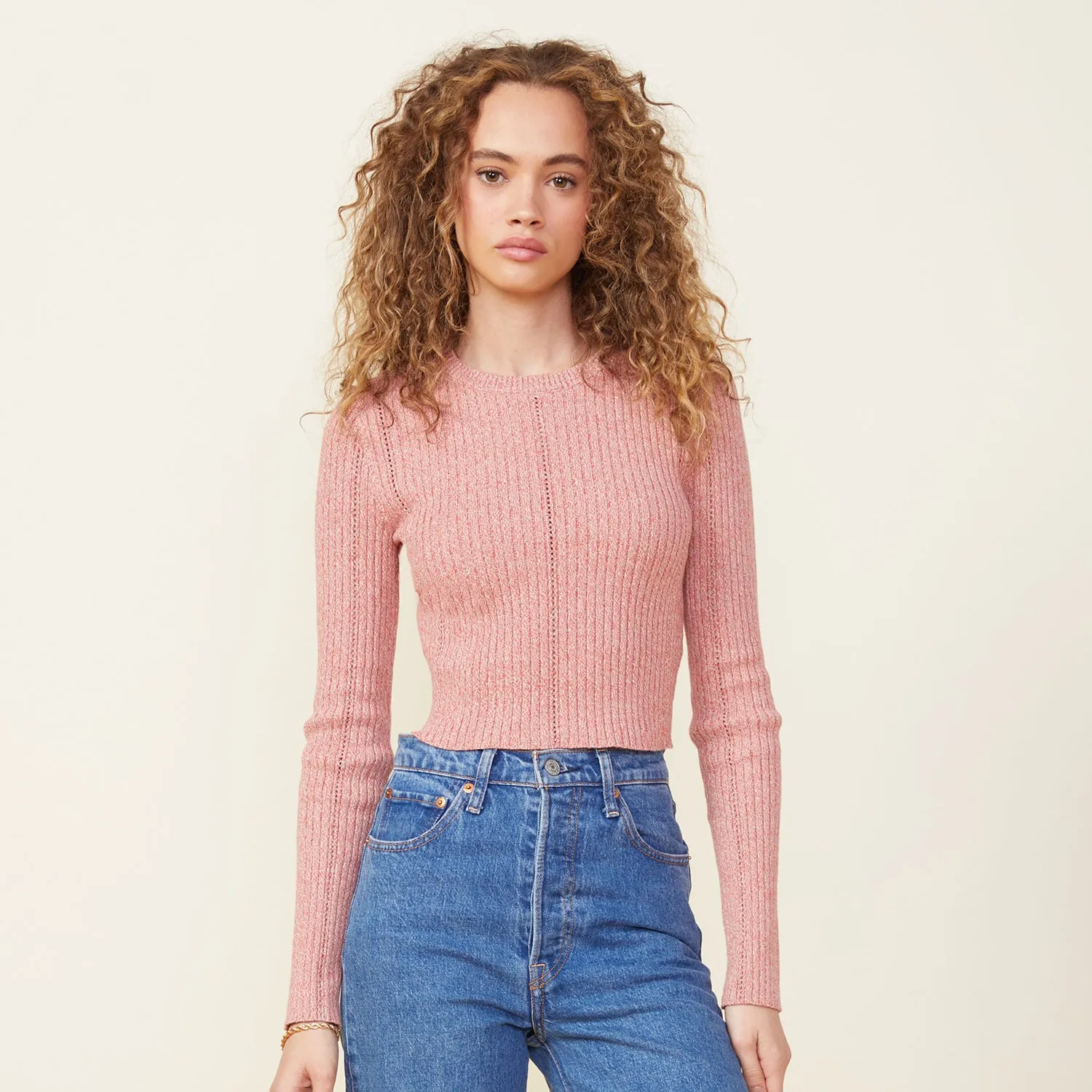 Marled Sweater Long Sleeve Top Comfort Look