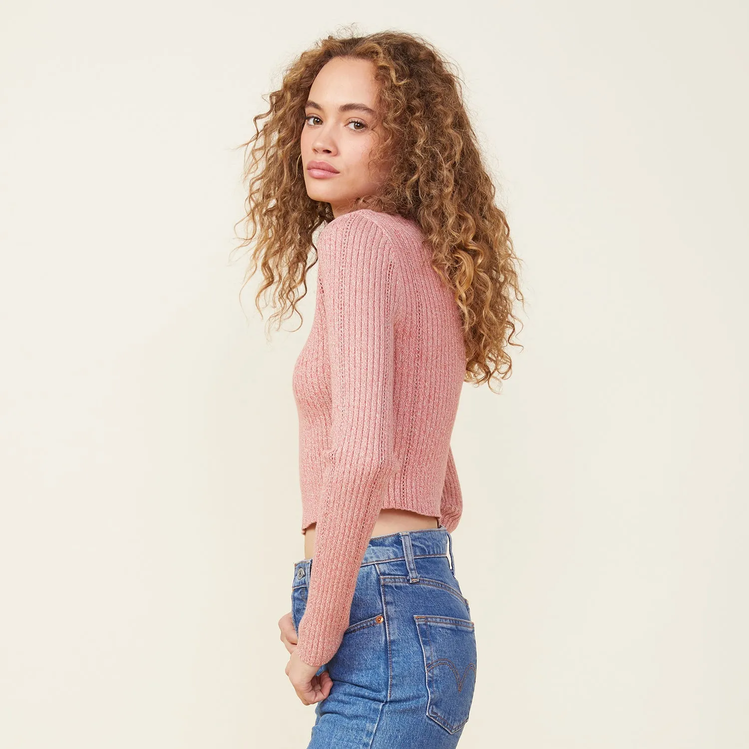 Marled Sweater Long Sleeve Top Comfort Look