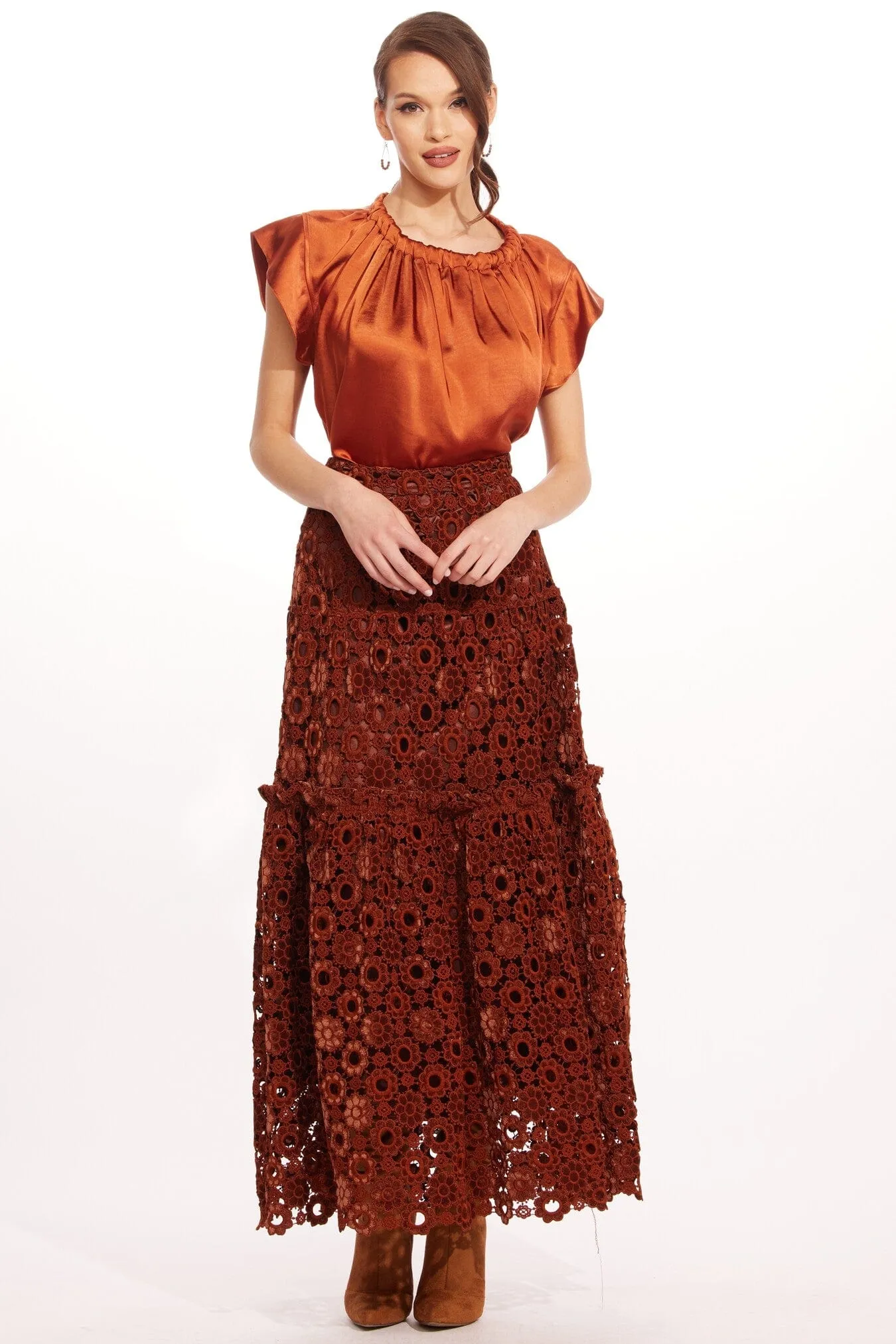 muted tone Print Mix Melville Skirt  Sumatra Lace