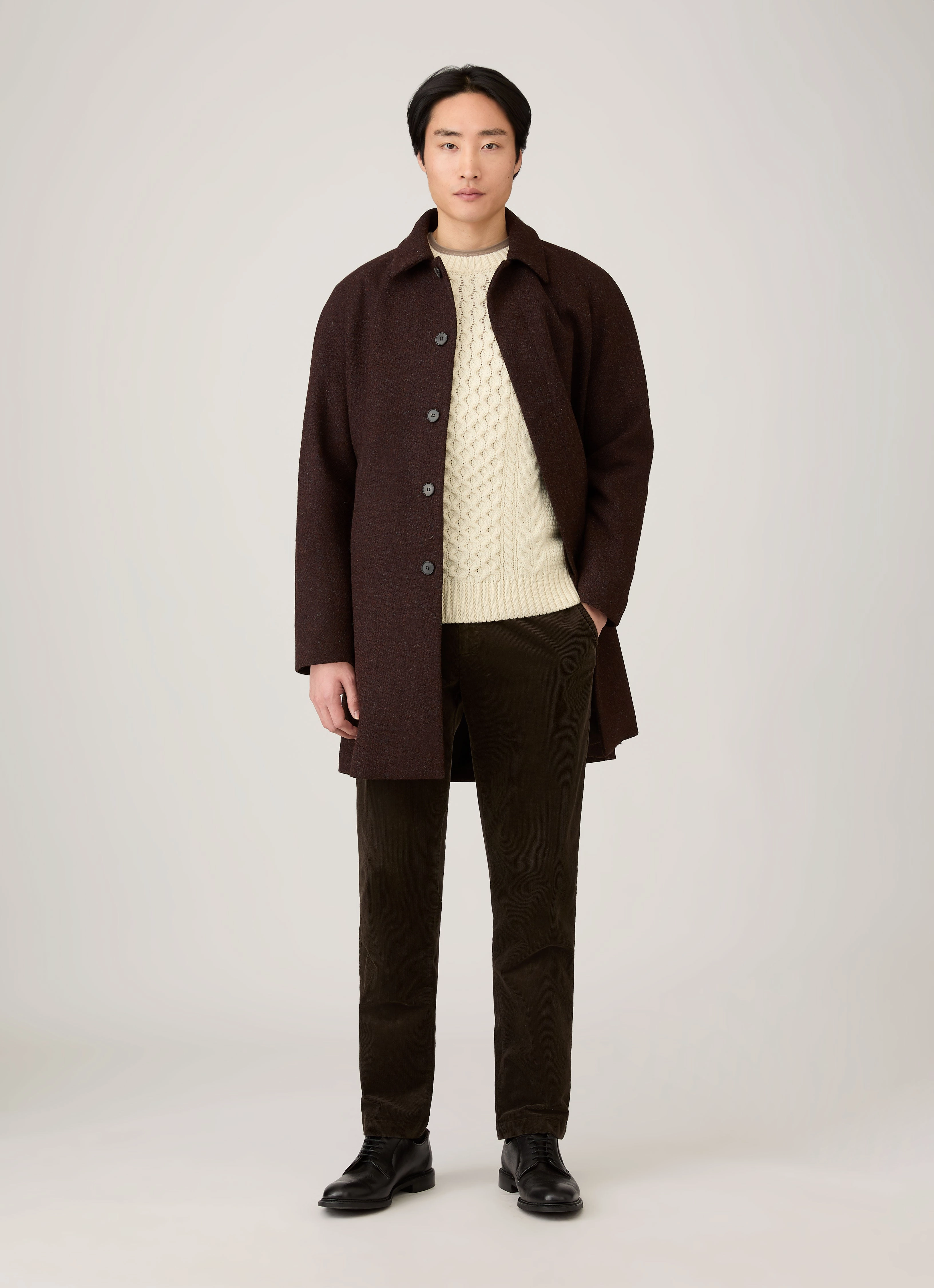 Men's Cable Knit Jumper in Ecru Thin Breathable