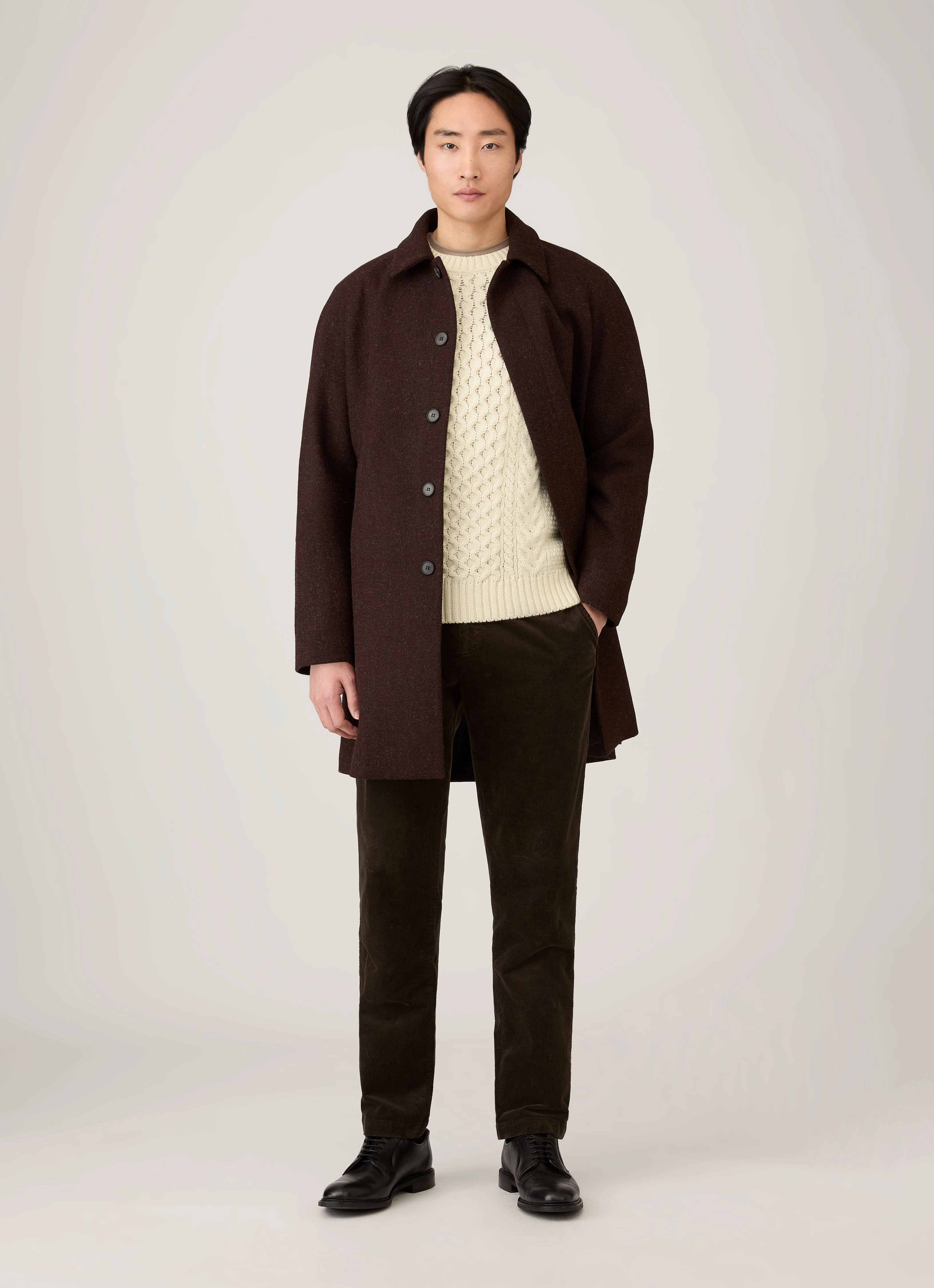 Men's Cable Knit Jumper in Ecru Thin Breathable