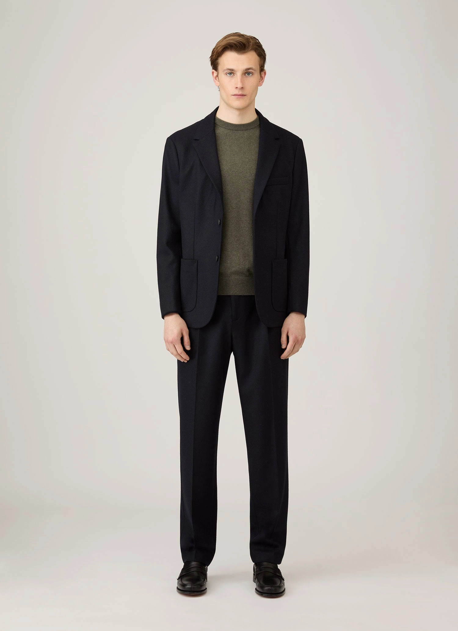 Men's Cashmere Crew Neck Jumper in Khaki Sleeveless