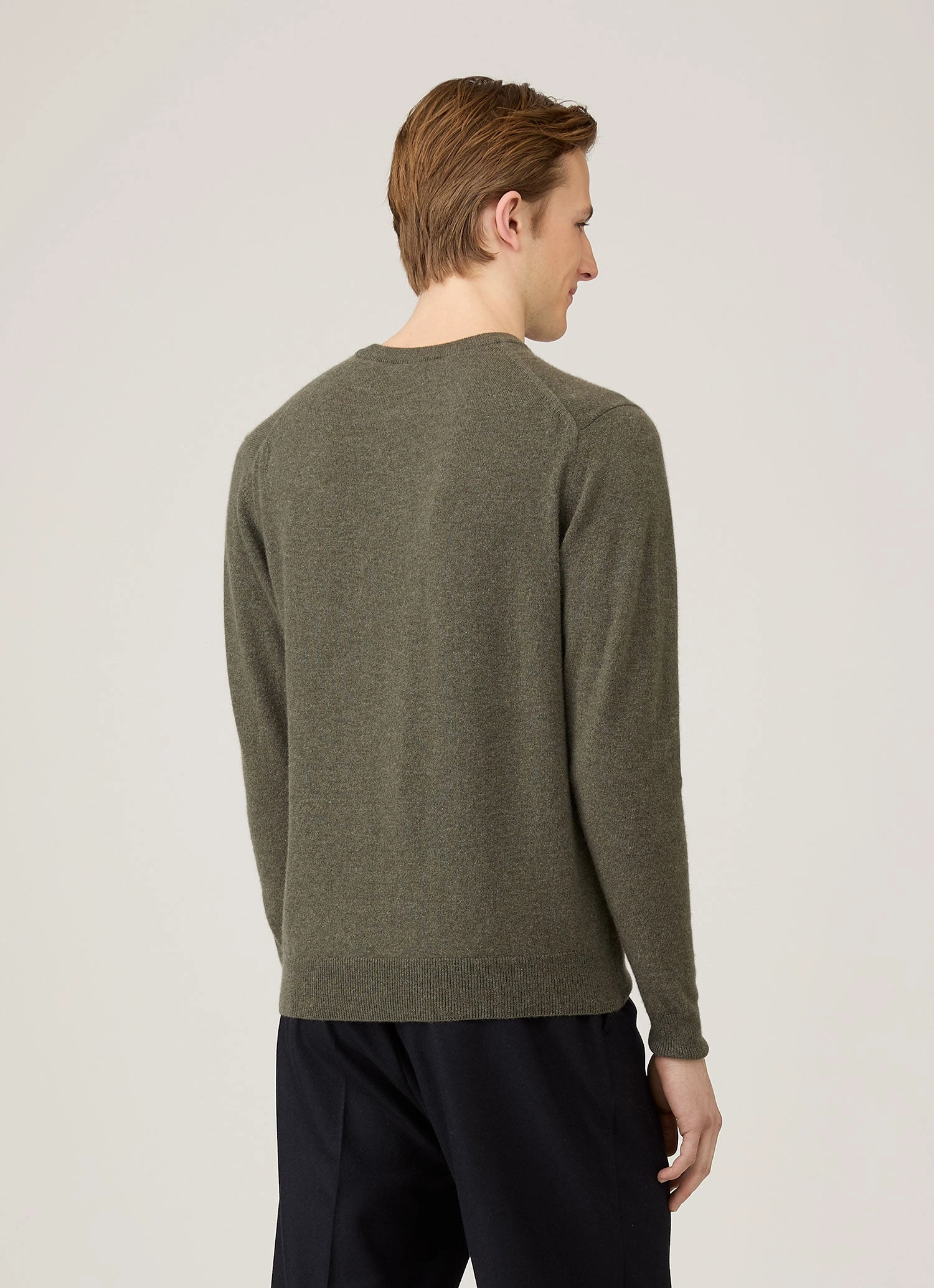 Men's Cashmere Crew Neck Jumper in Khaki Sleeveless