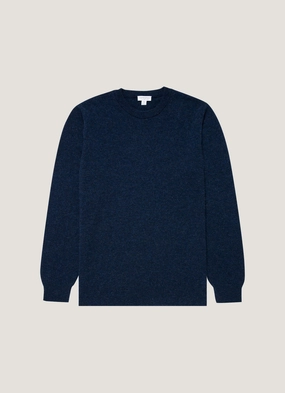 Men's Cashmere Crew Neck Jumper in Navy Melange Knitwear for layering