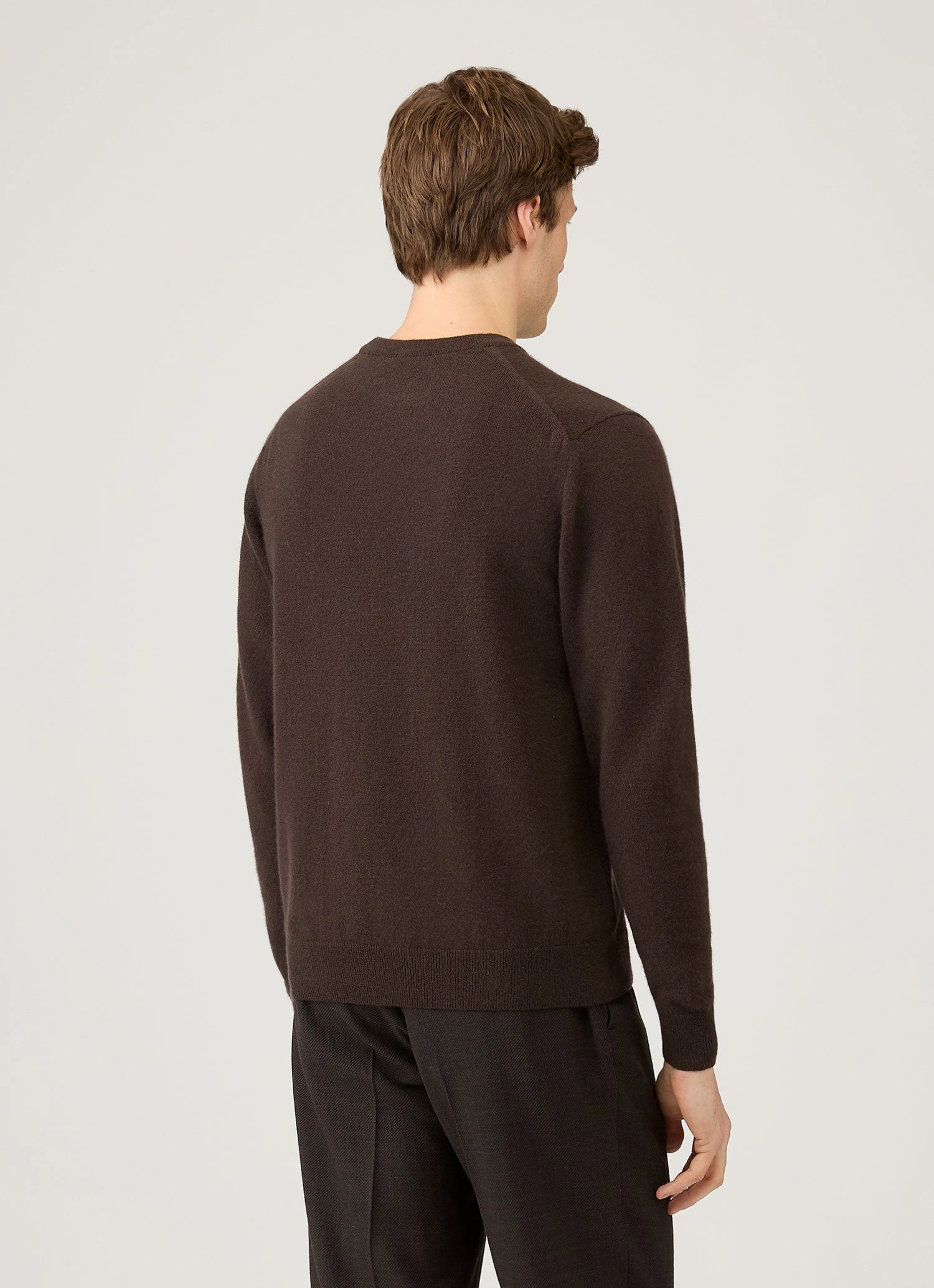 Men's Cashmere Crew Neck Jumper in Truffle Cashmere
