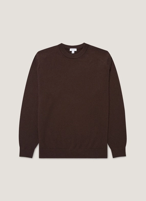 Men's Cashmere Crew Neck Jumper in Truffle Warm wool piece