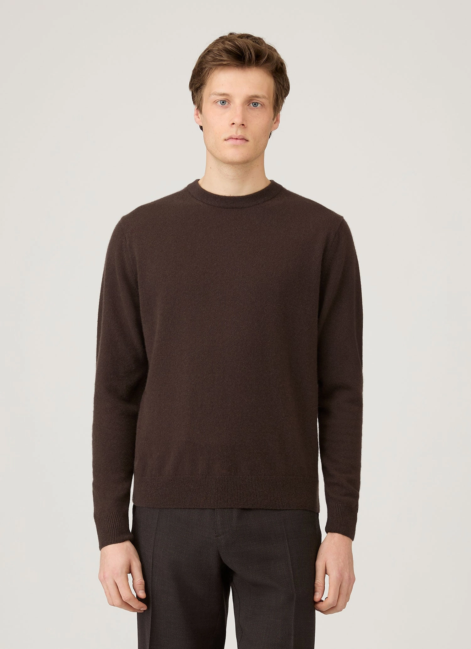 Men's Cashmere Crew Neck Jumper in Truffle Cashmere